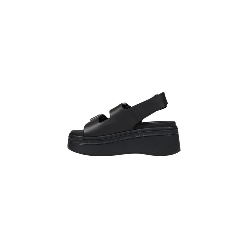 Tommy Hilfiger Jeans Black Leather Sandal