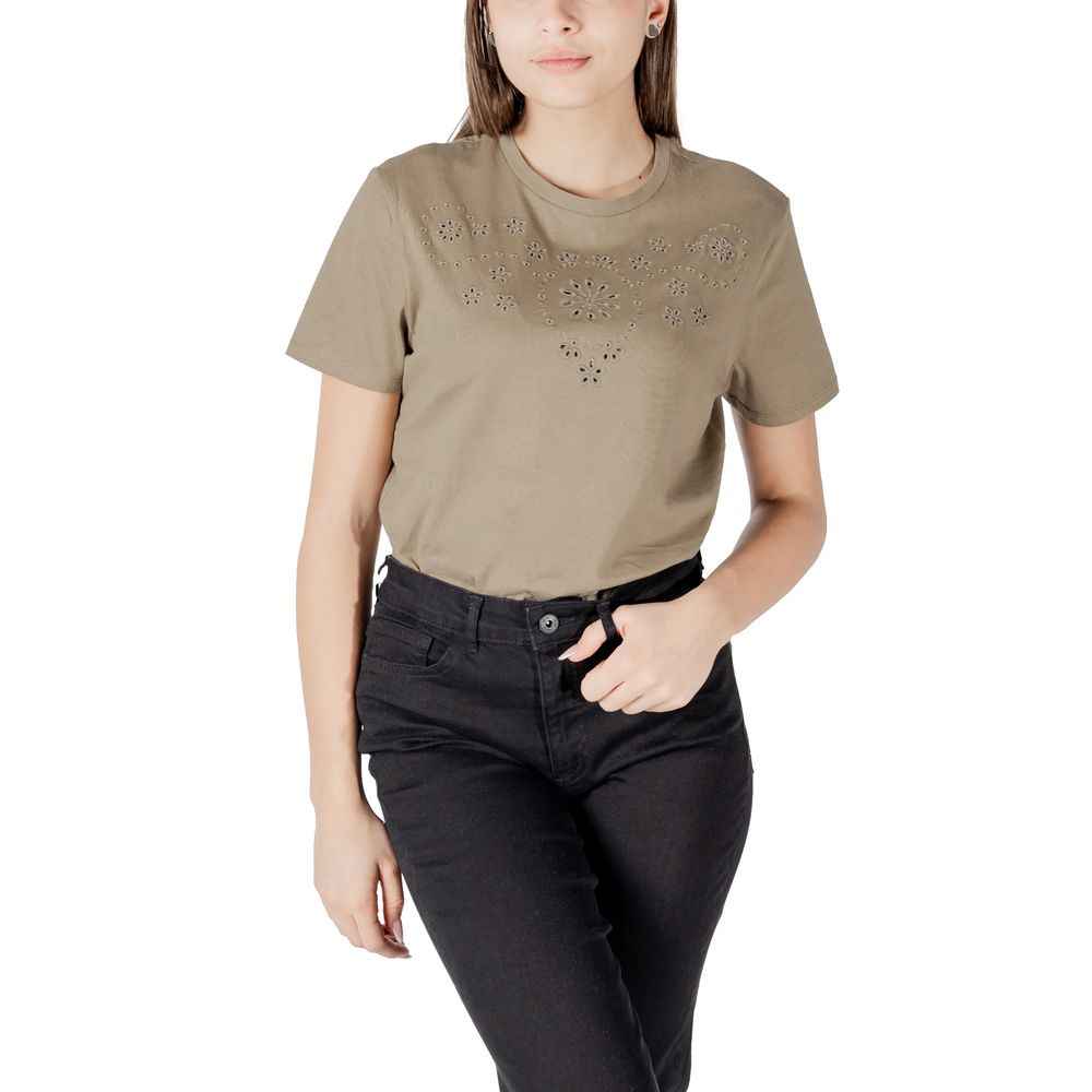 Jacqueline De Yong Green Cotton T-Shirt