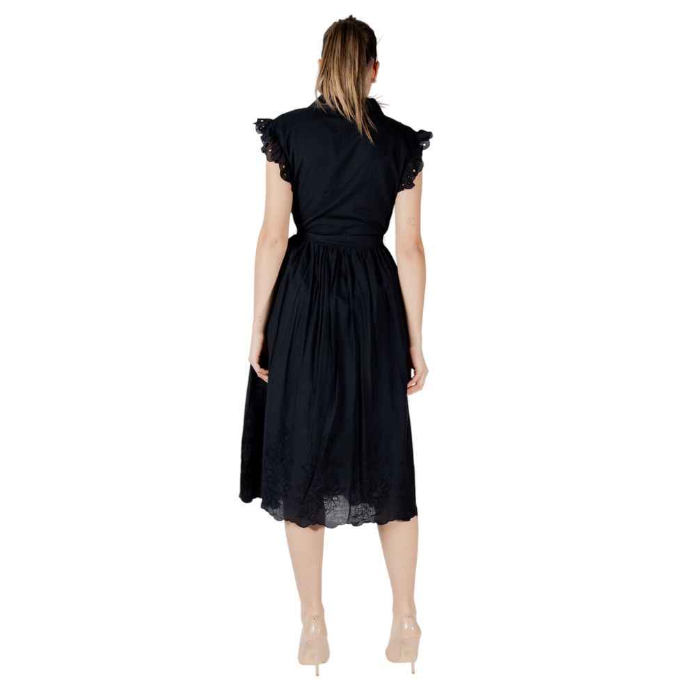 Vila Clothes Black Cotton Midi