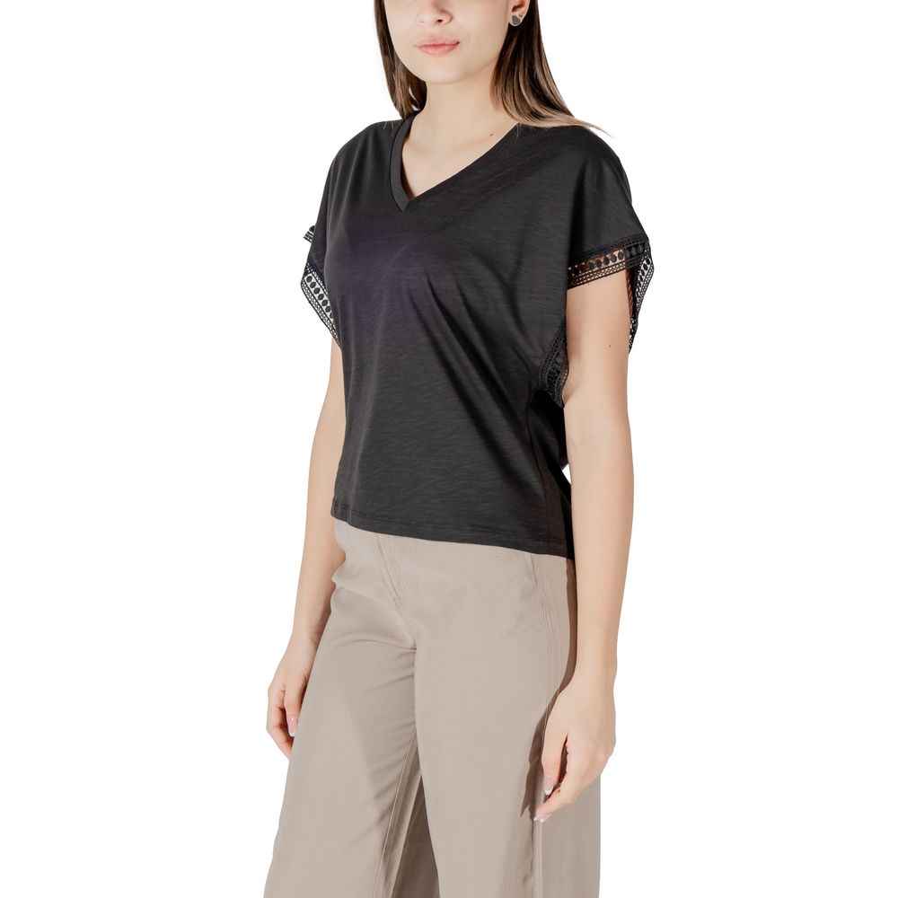 ICHI Black Cotton T-Shirt