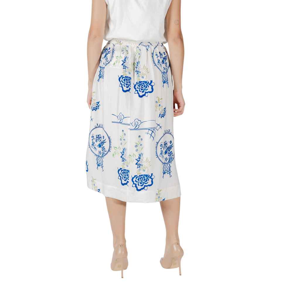 ICHI White Viscose Skirt