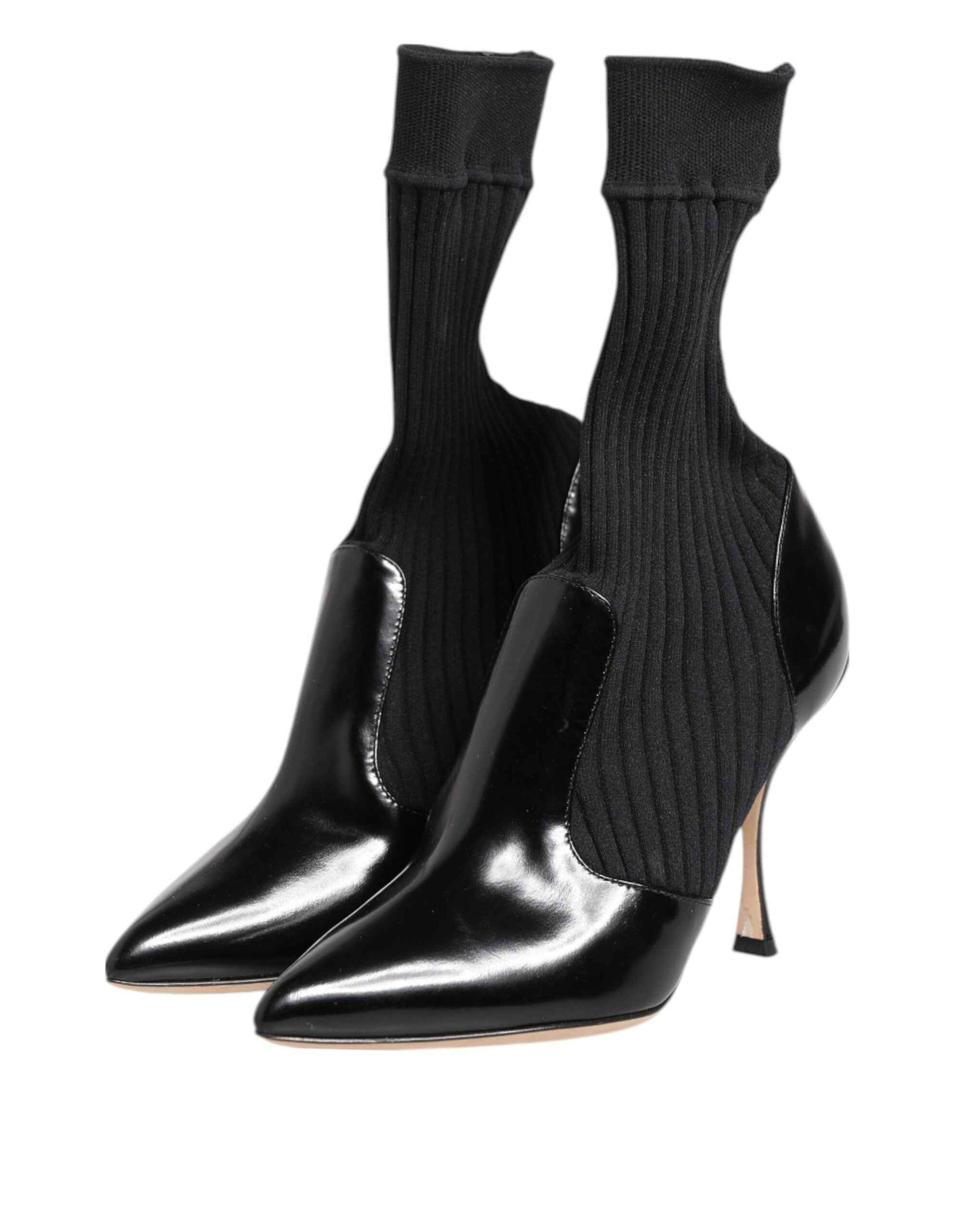 Dolce & Gabbana Black Stretch Stilettos Booties Socks Shoes