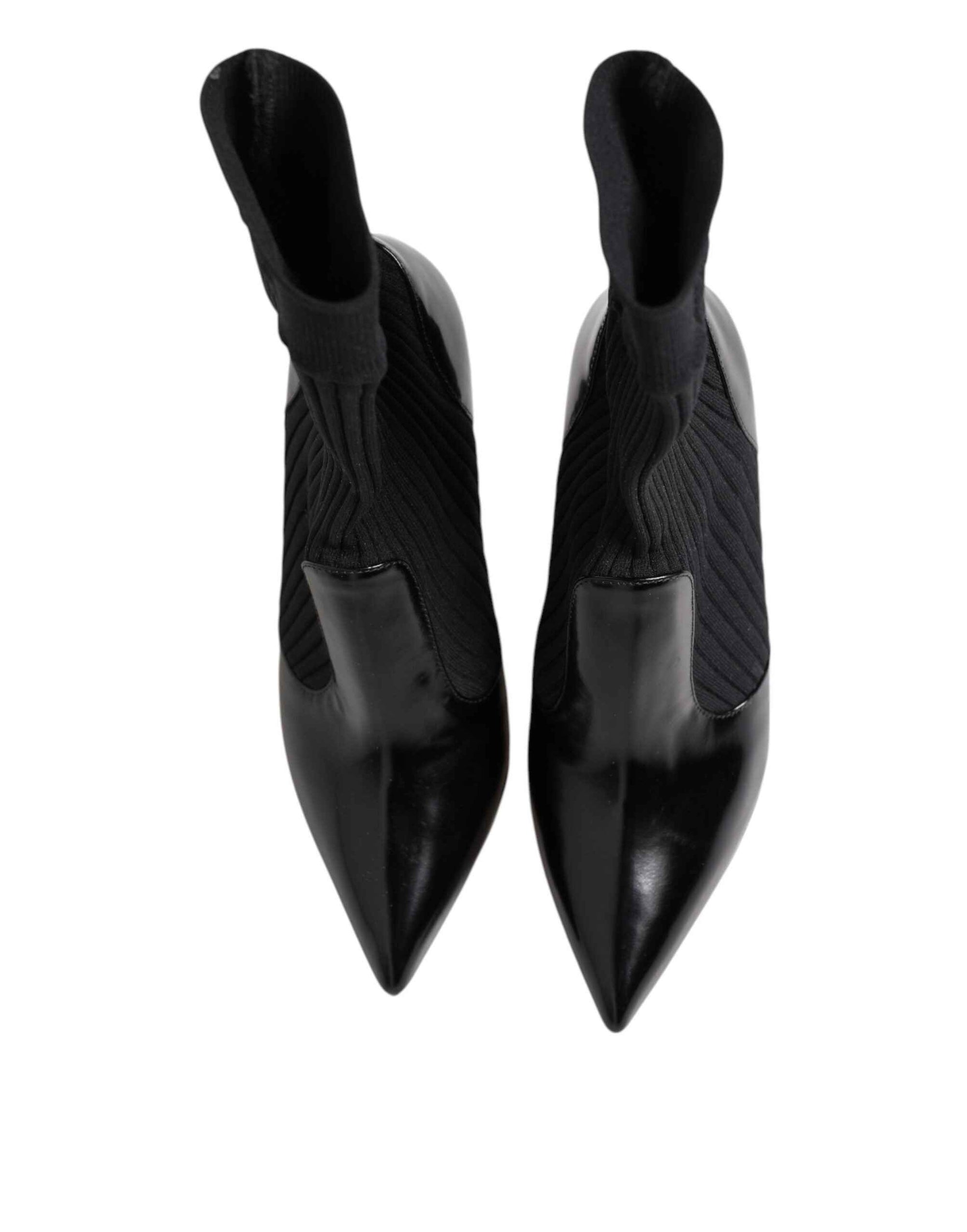 Dolce & Gabbana Black Stretch Stilettos Booties Socks Shoes