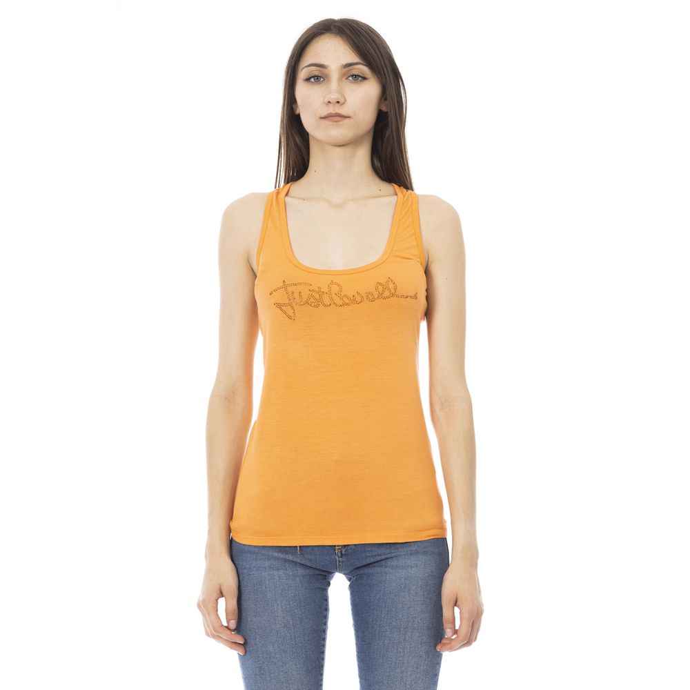 Just Cavalli Orange Viscose Tank Top