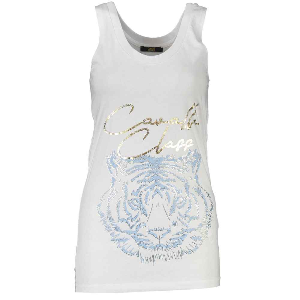 Cavalli Class White Cotton Tank Top