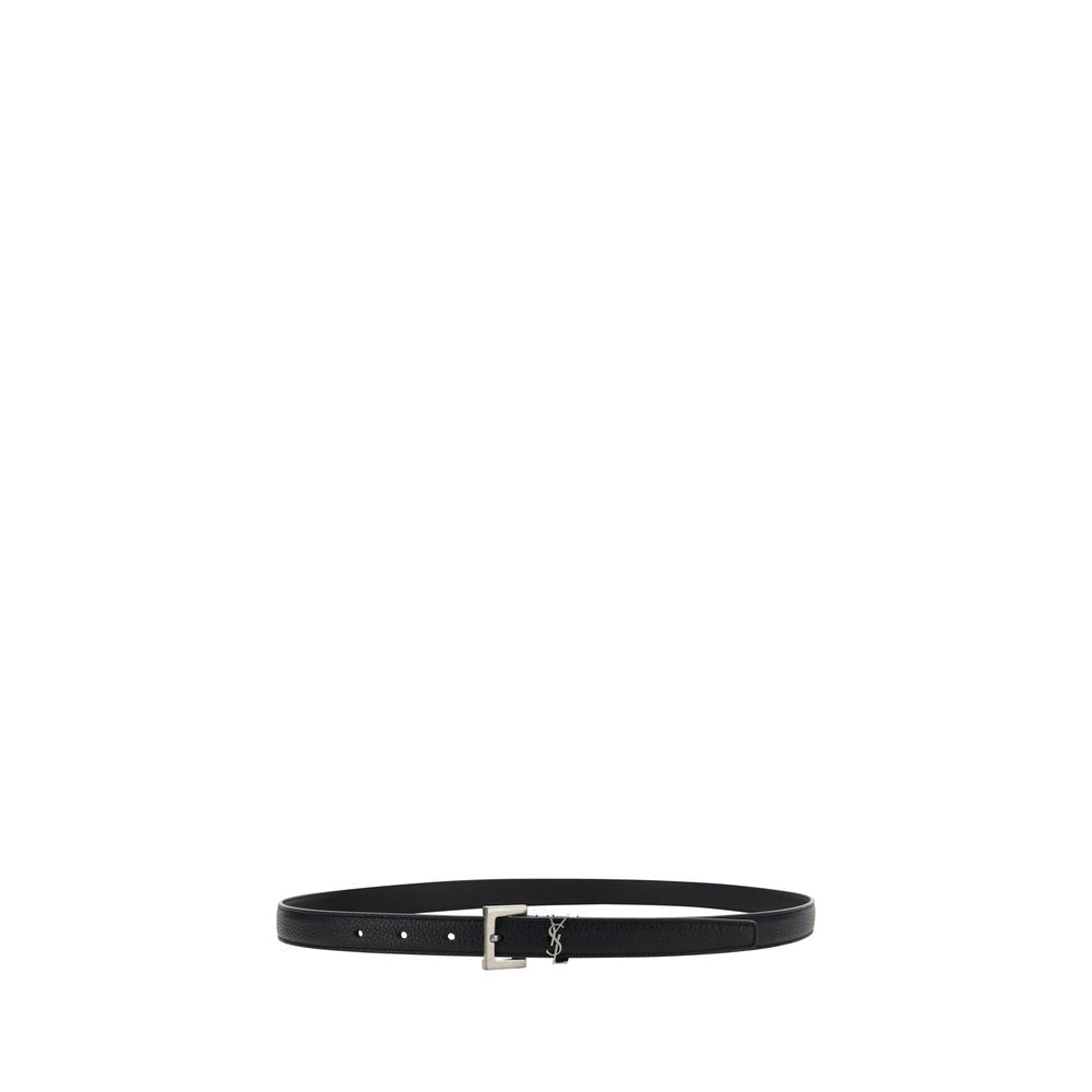 Saint Laurent Black Calf Leather Bos Taurus Regular Belt