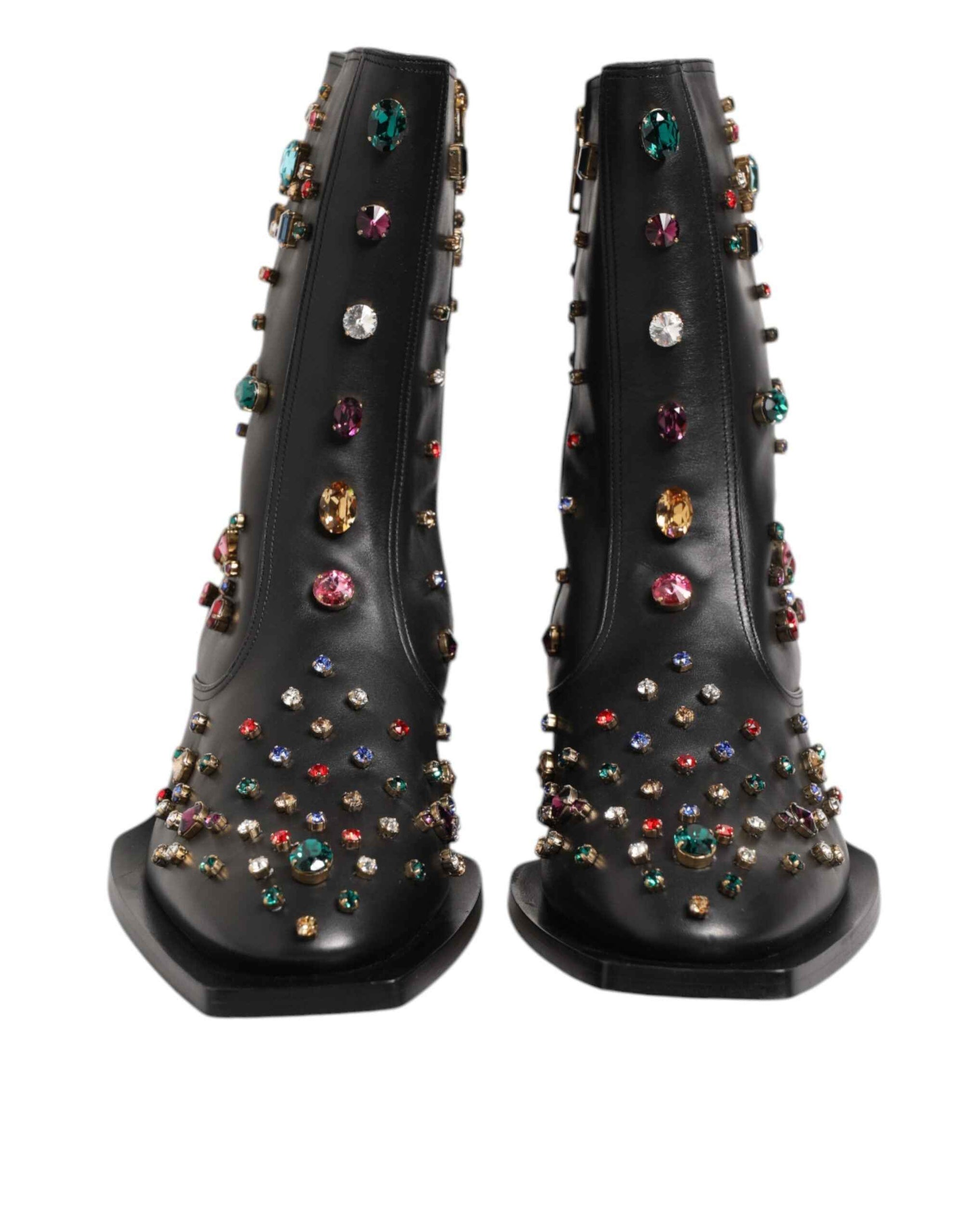 Dolce & Gabbana Black Crystal Embellished Men Short Boots Shoes