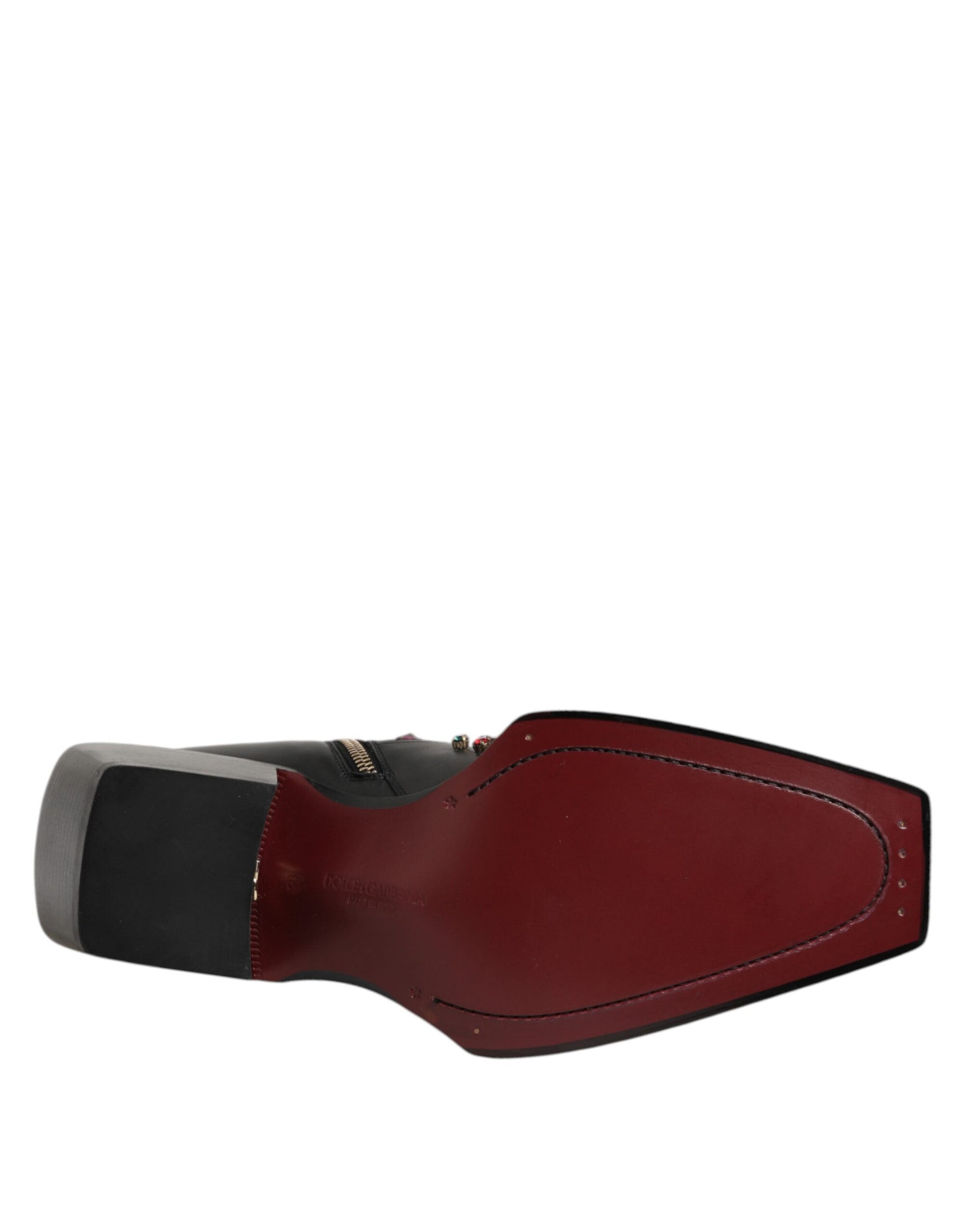 Dolce & Gabbana Black Crystal Embellished Men Short Boots Shoes