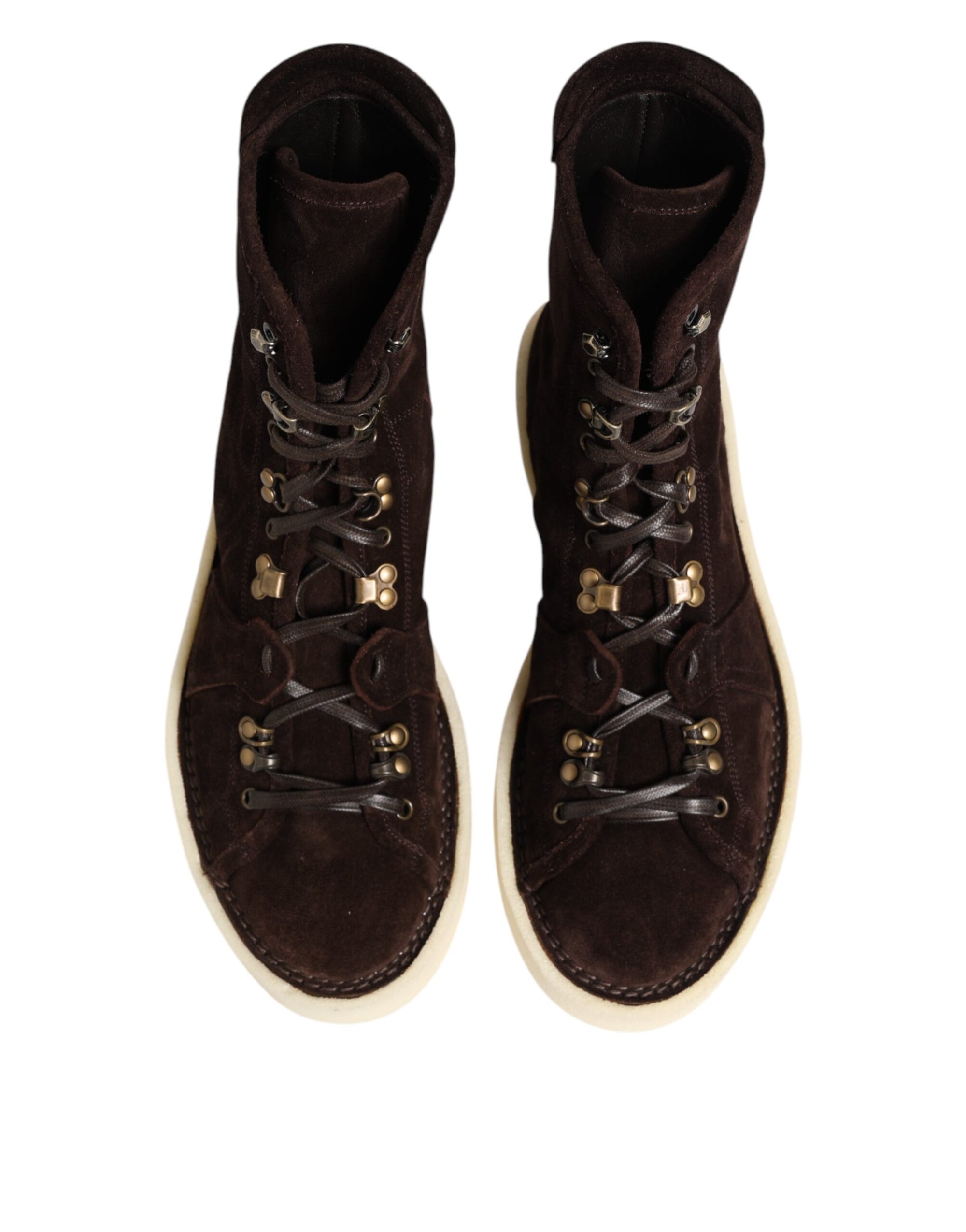 Dolce & Gabbana Brown Suede Lace Up Ankle Short Boots Shoes