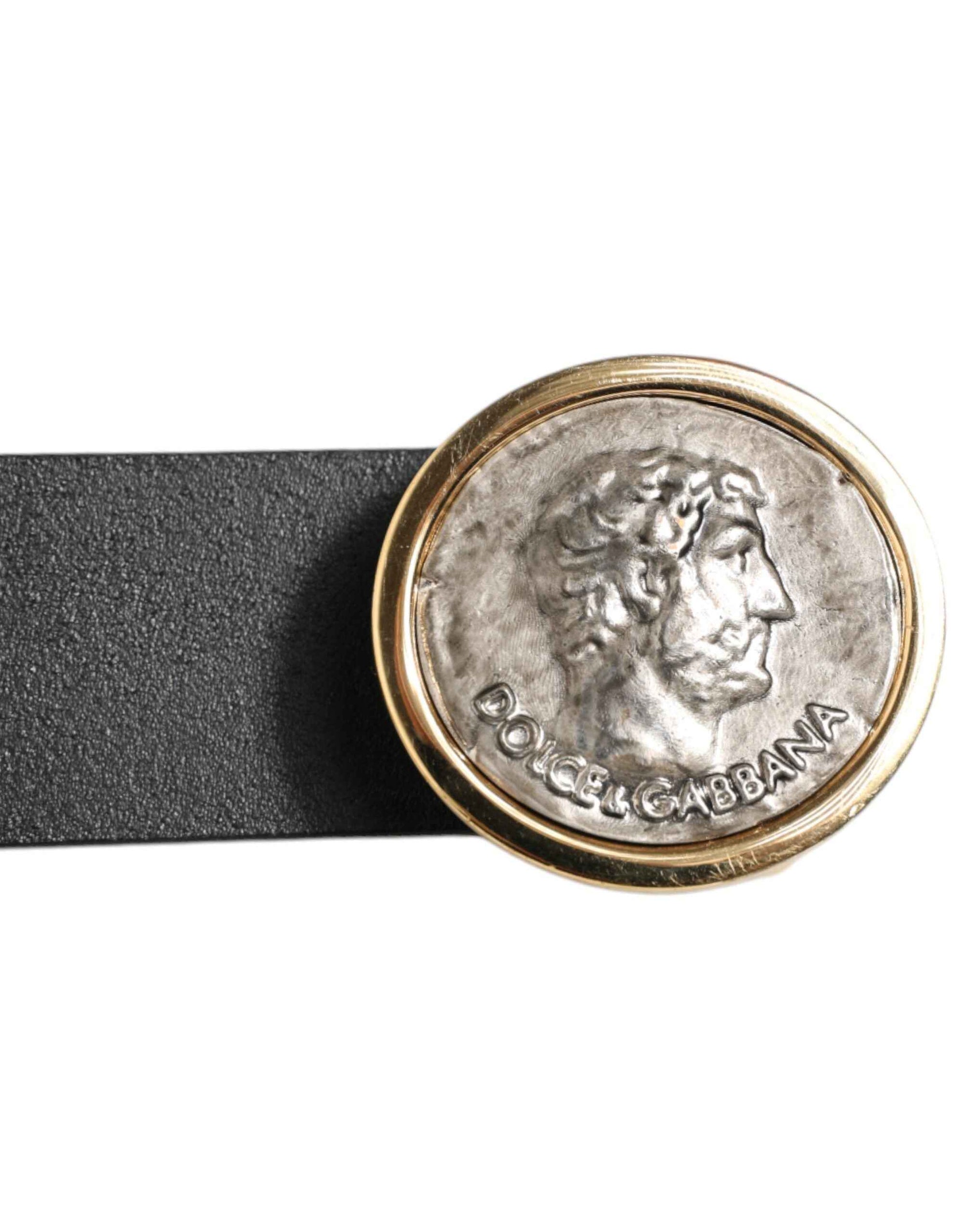 Dolce & Gabbana Black Leather Coin Buckle Classic Men Belt