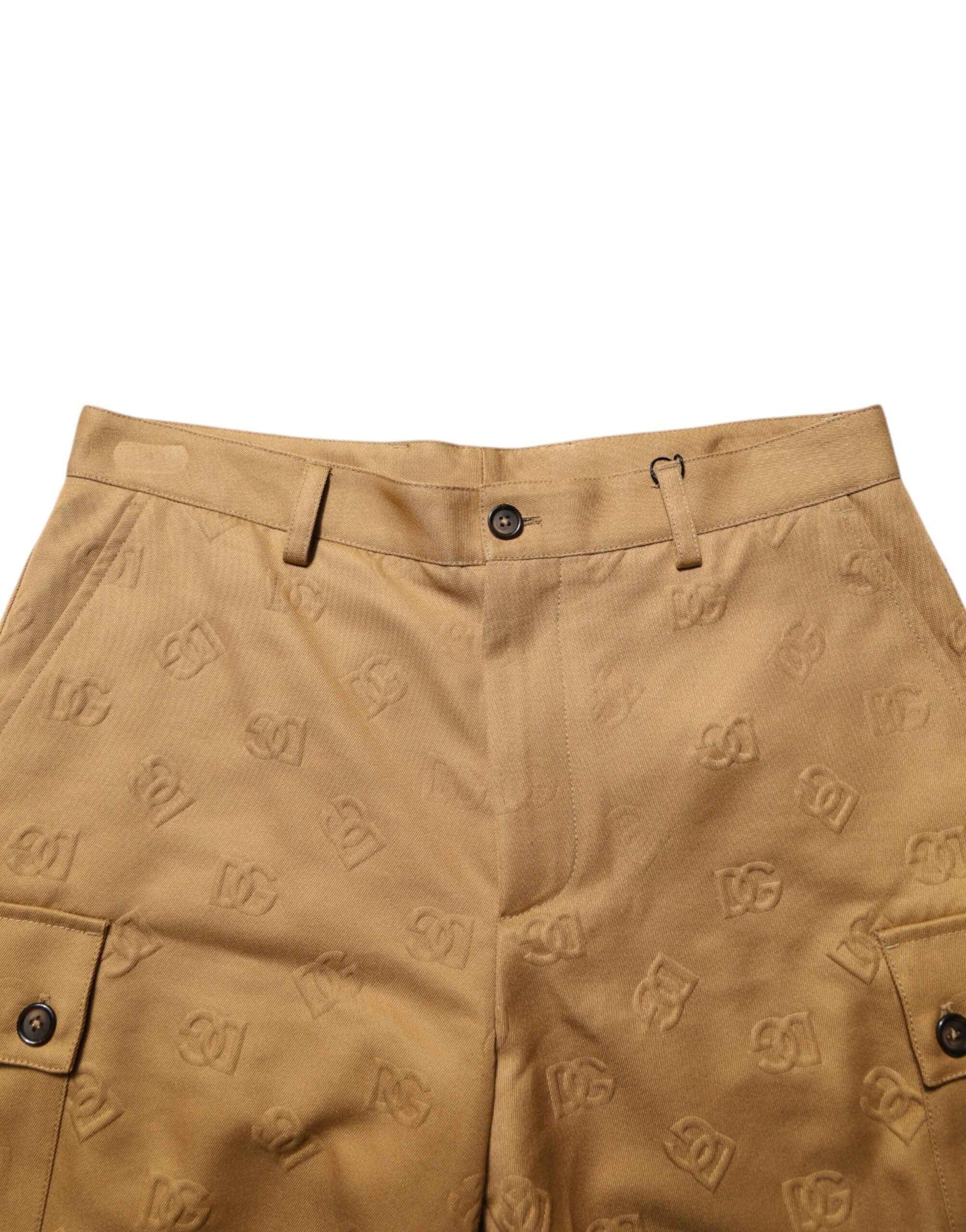Dolce & Gabbana Brown Cotton Stretch Logo CargoBermuda Shorts