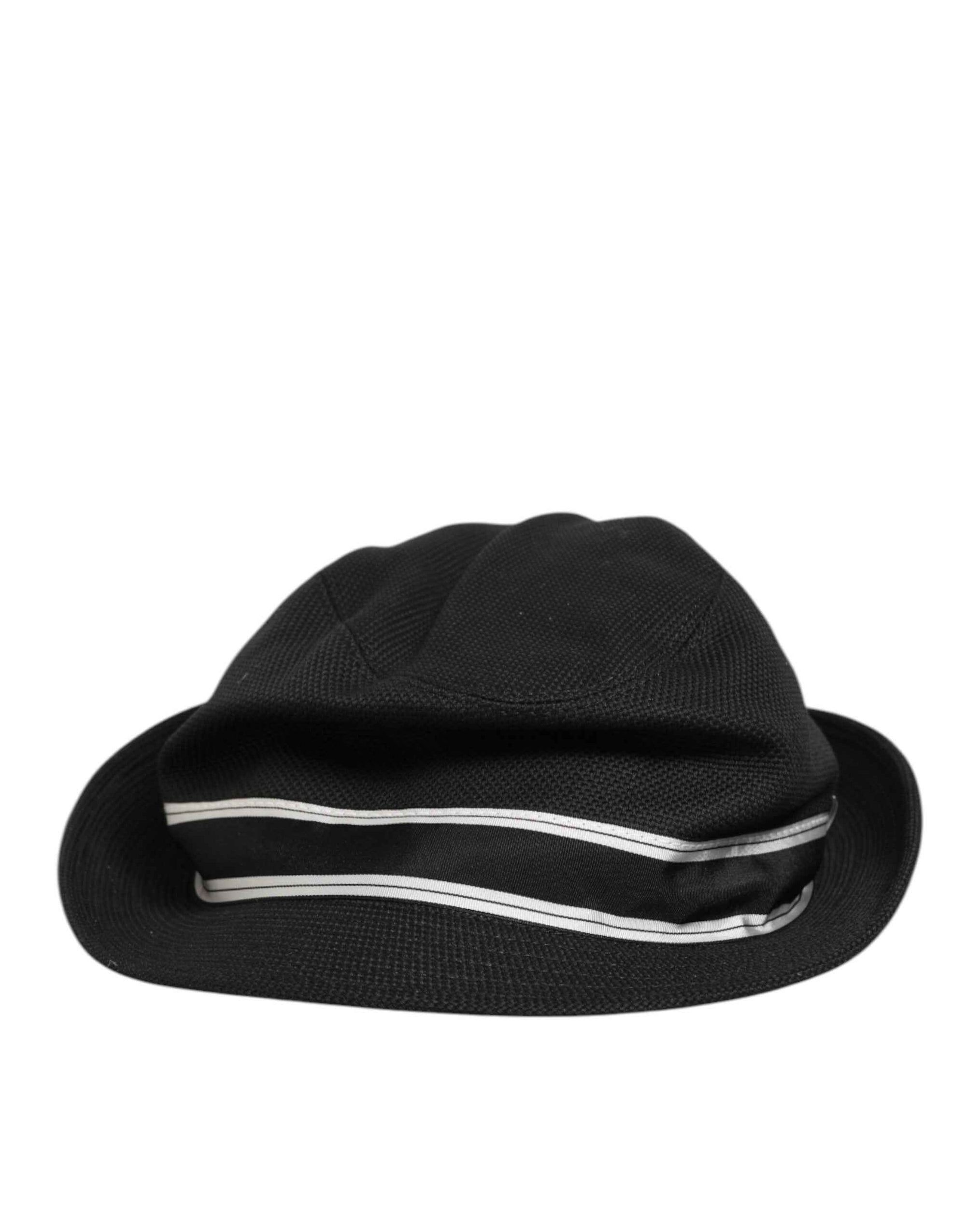 Dolce & Gabbana Black Cotton Polka Dot Lining Fedora Men Hat
