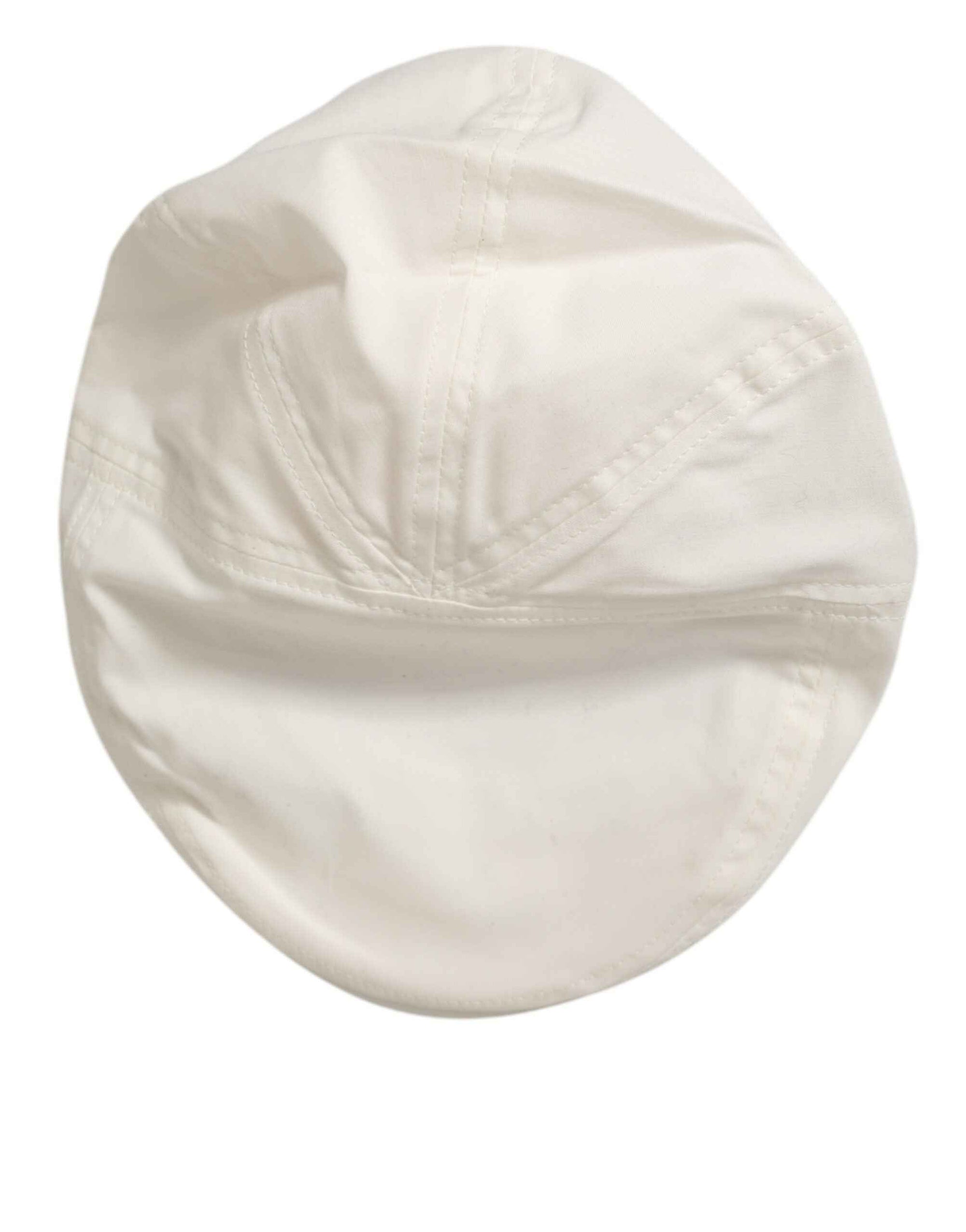 Dolce & Gabbana White Cotton Blend Leather Trim Flat Men Cap Hat
