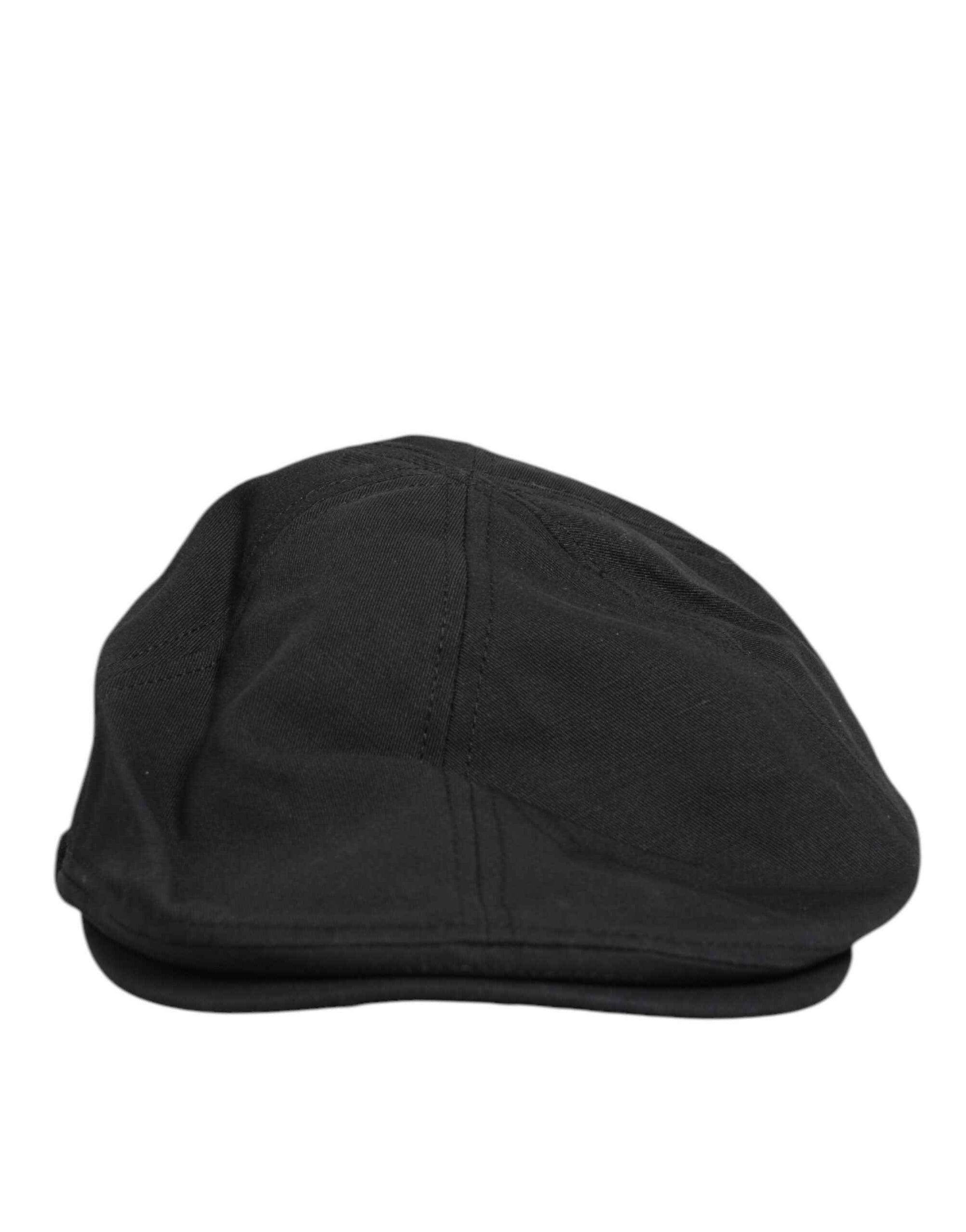 Dolce & Gabbana Black Cotton Blend Newsboy Men Cloth Cap Hat