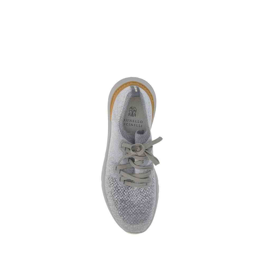 Brunello Cucinelli Gray Cotton Athletic Sneakers