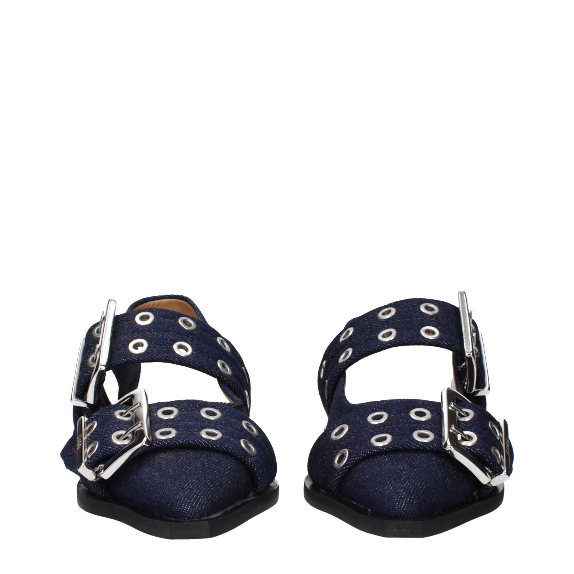 Ganni Blue Fabric Flat Sandals