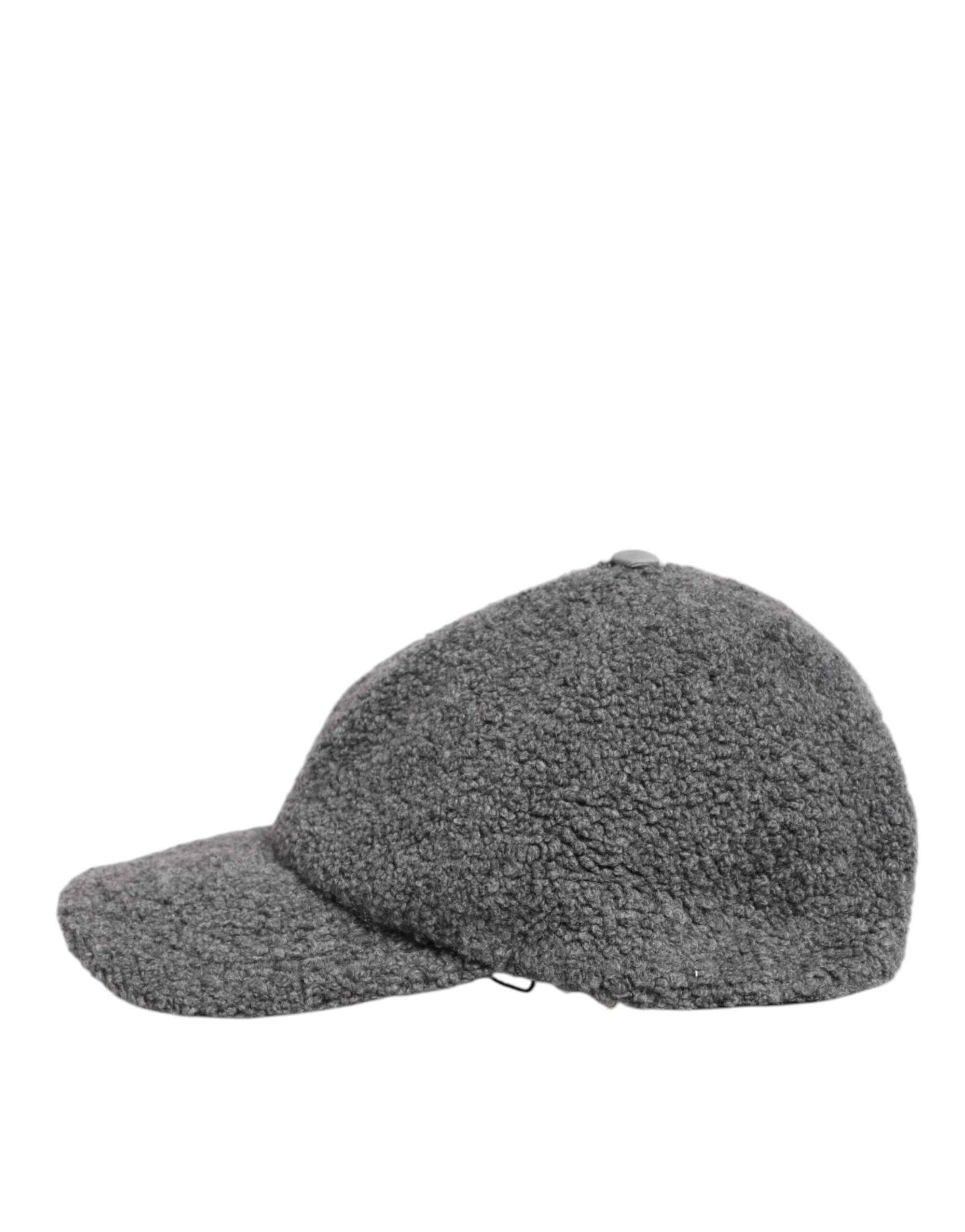 Dolce & Gabbana Gray Wool Fleece Rapper Men Baseball Capello Hat