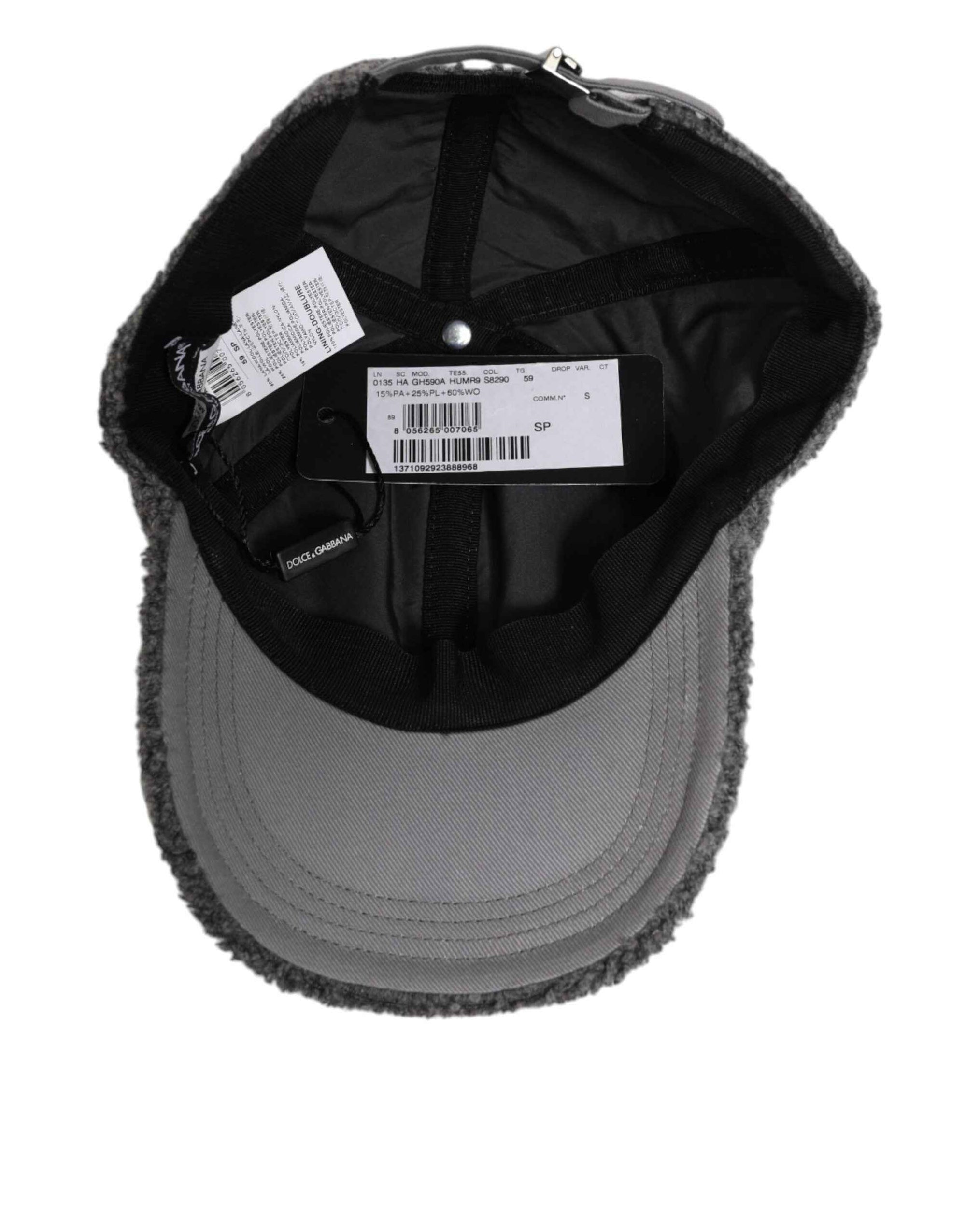 Dolce & Gabbana Gray Wool Fleece Rapper Men Baseball Capello Hat