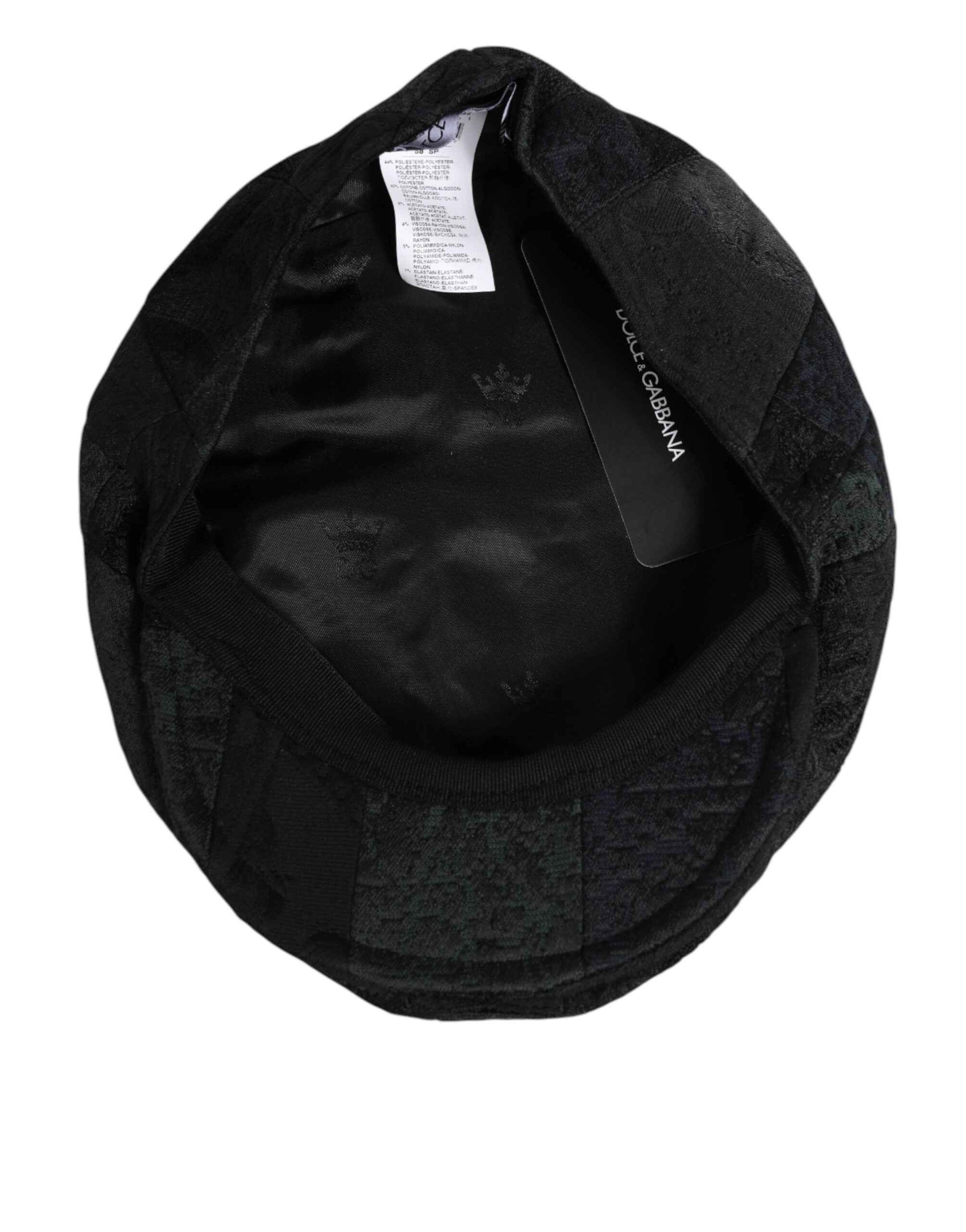 Dolce & Gabbana Black Polyester Newsboy Men Cloth Capello Hat