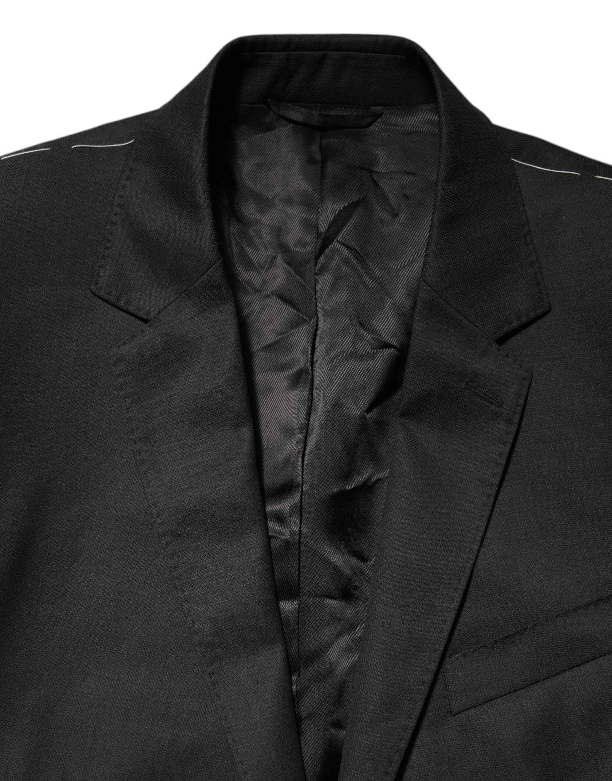 Dolce & Gabbana Black Single Breasted Men Coat MARTINI Blazer