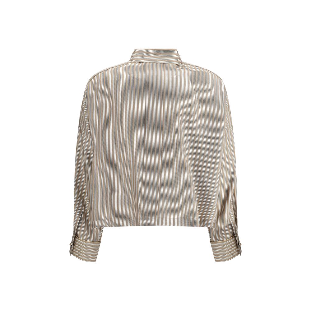 Max Mara Beige Silk Pattern Shirt