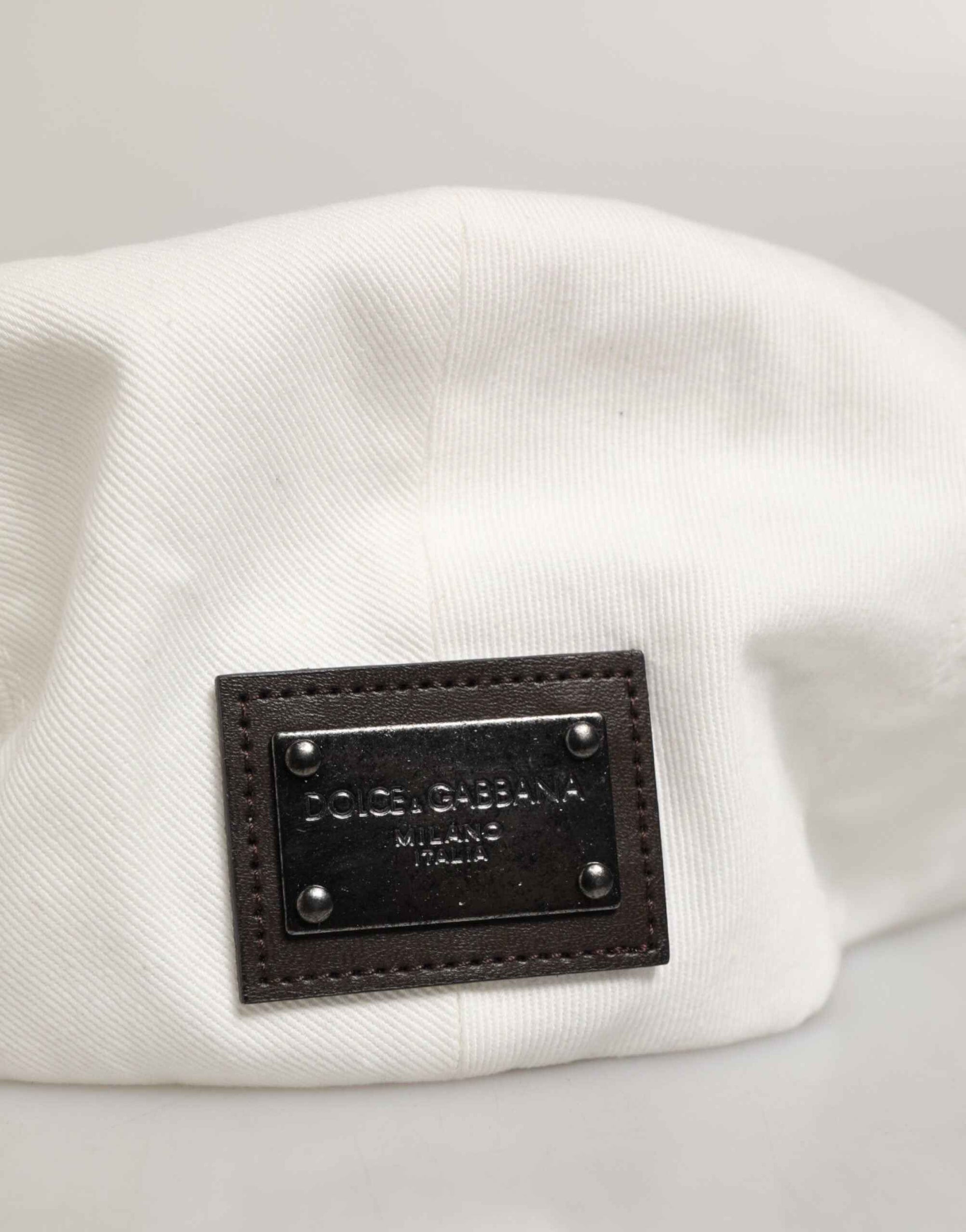 Dolce & Gabbana White Cotton Newsboy Cloth Capello Men Cap Hat