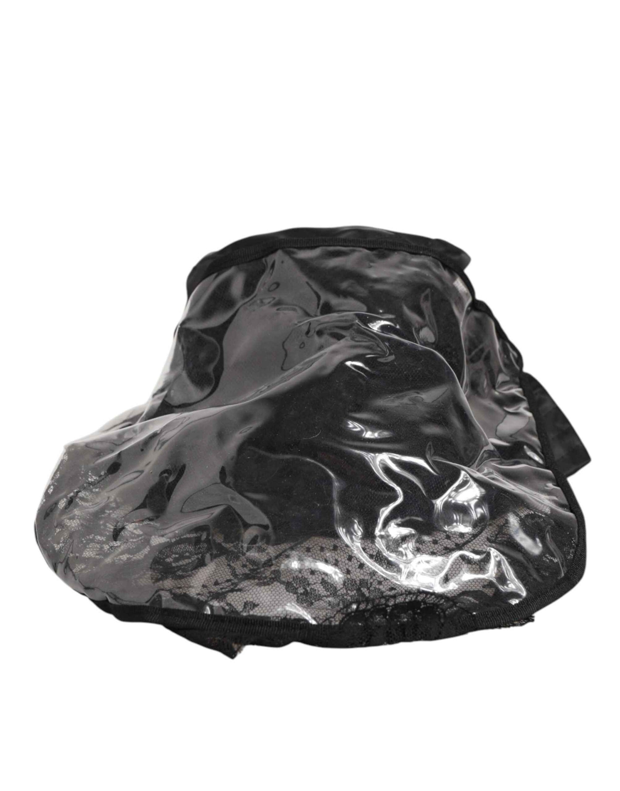 Dolce & Gabbana Black PVC Wide Brim Men Bucket Capello Hat