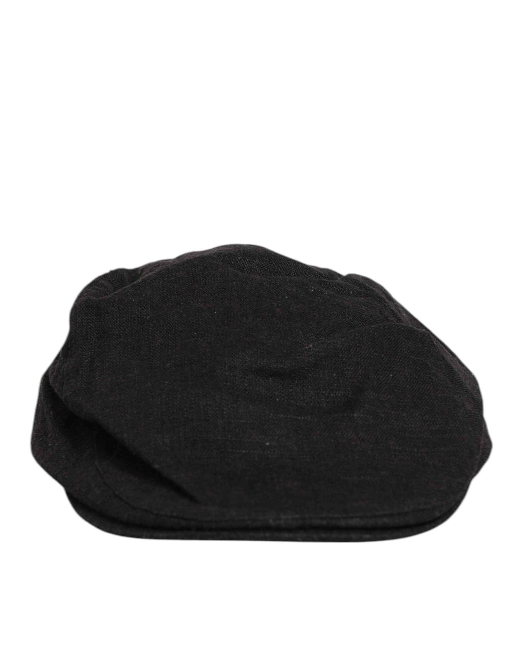 Dolce & Gabbana Black Cotton DG Logo Newsboy Cloth Capello Hat