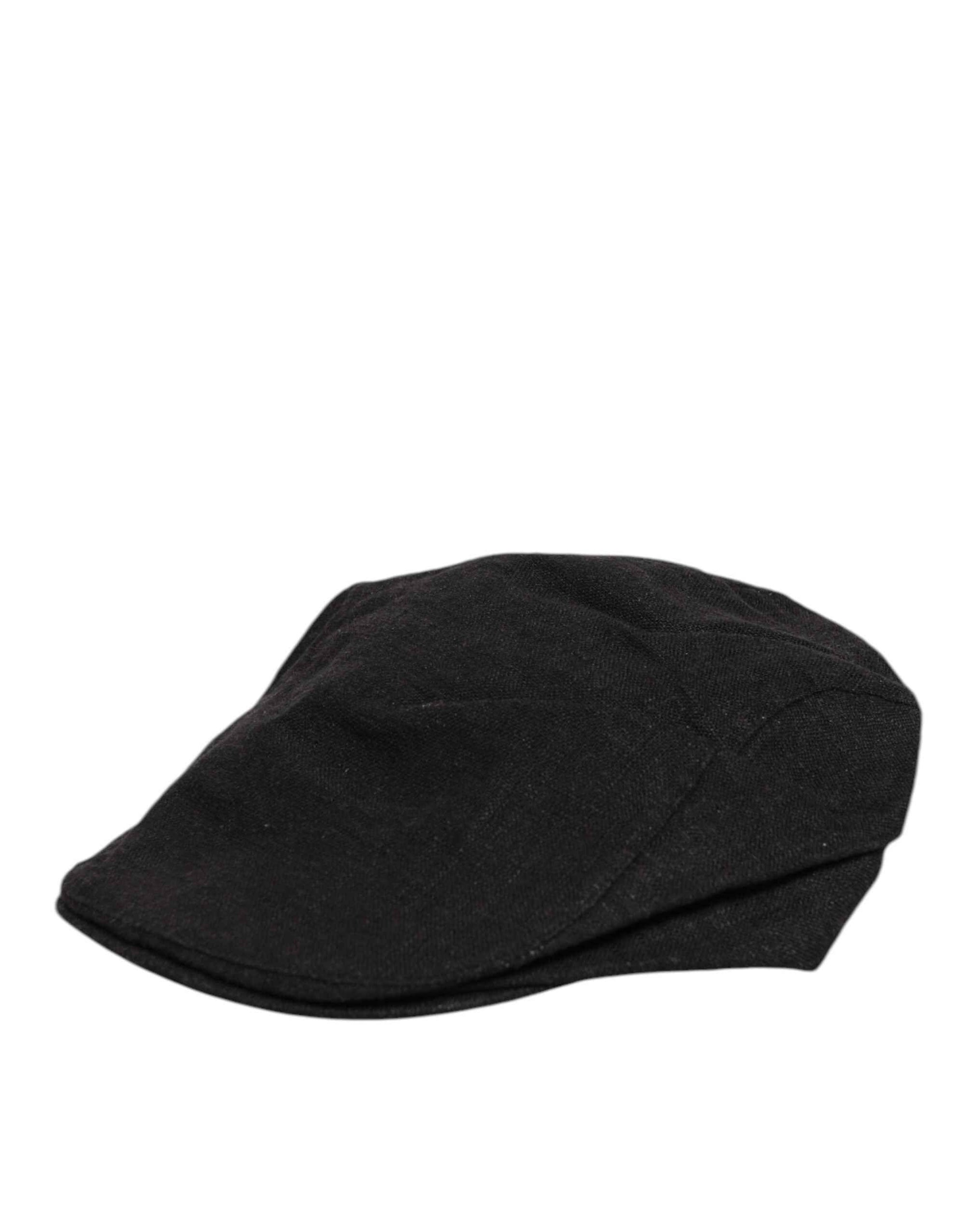 Dolce & Gabbana Black Cotton DG Logo Newsboy Cloth Capello Hat