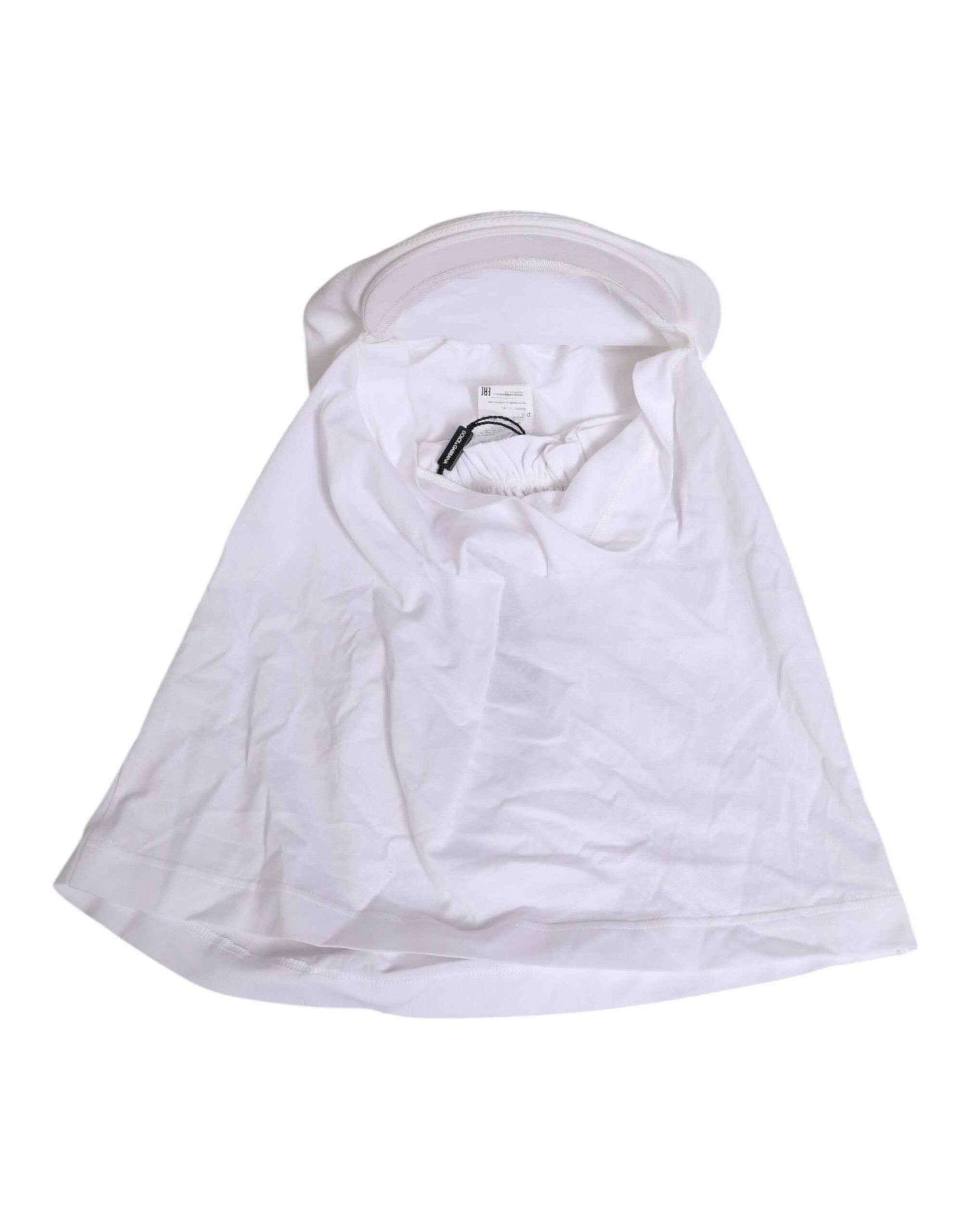 Dolce & Gabbana White Cotton DG Logo Plaque Baseball Balaclava Hat