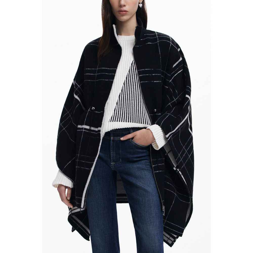 Desigual Black Wool Women Poncho