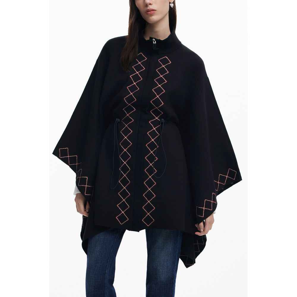 Desigual Black Polyester Women Poncho
