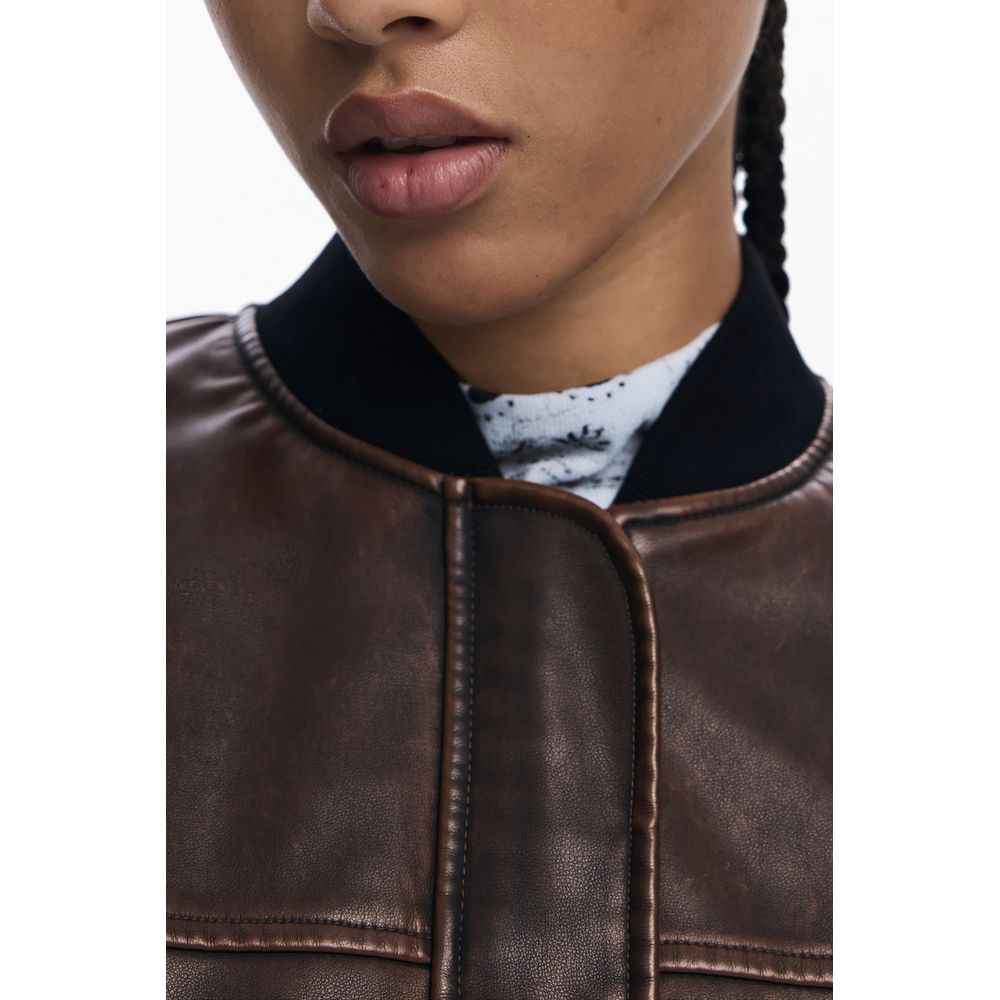 Desigual Brown Polyethylene Women Poncho