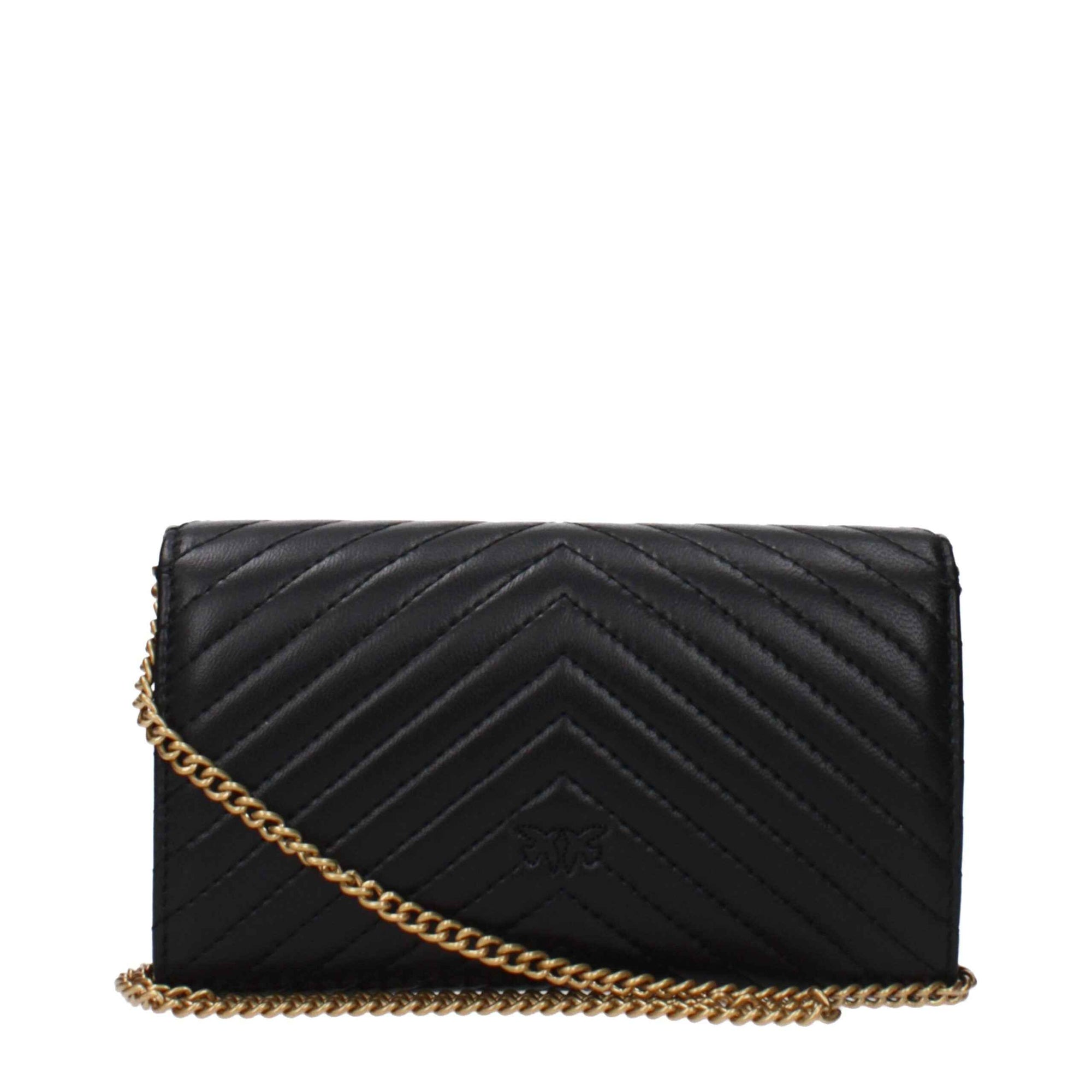 PINKO Black Leather Clutch Bag