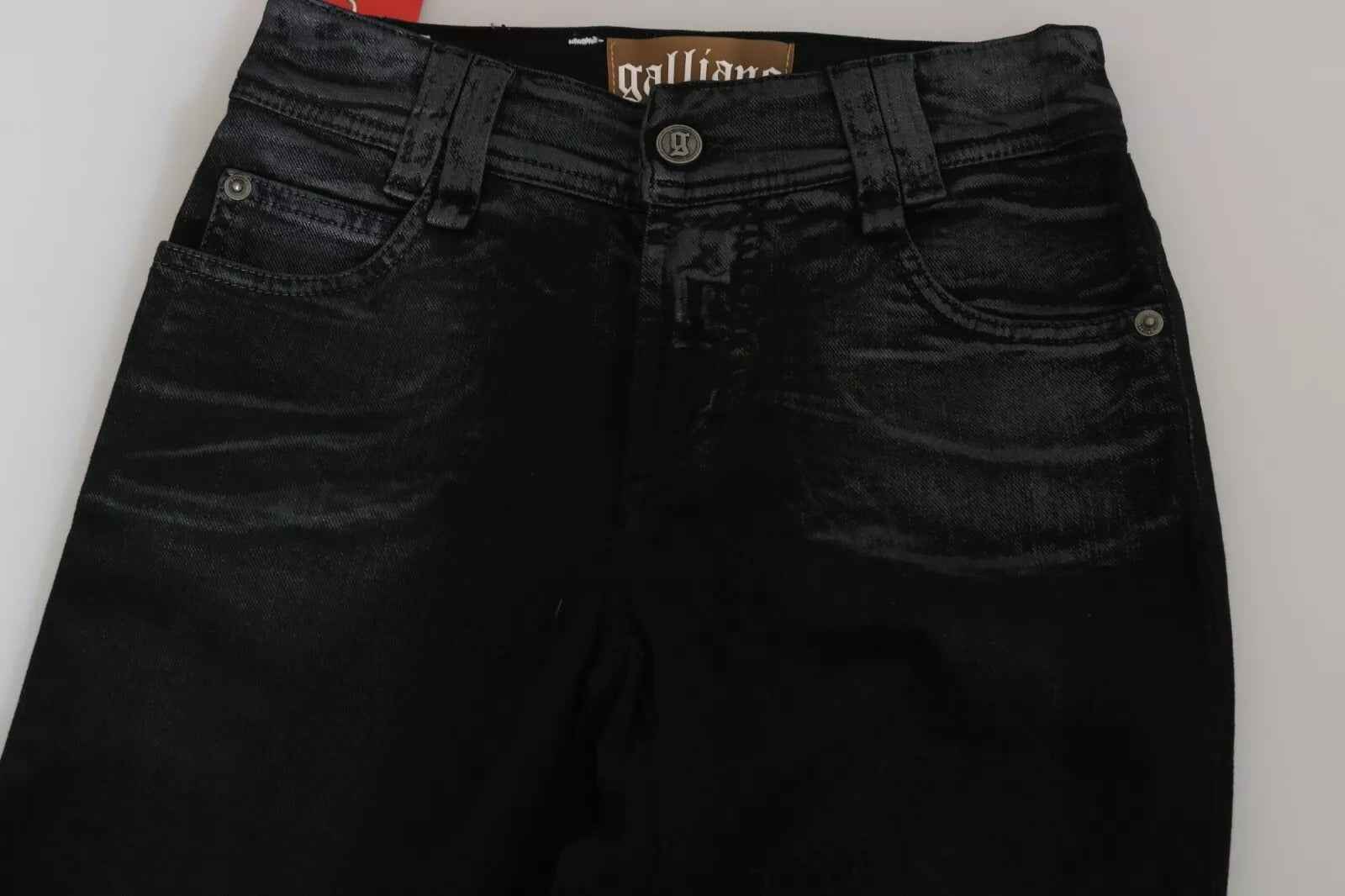 John Galliano Black Washed High Waist Flared Denim Casual Pants Jeans