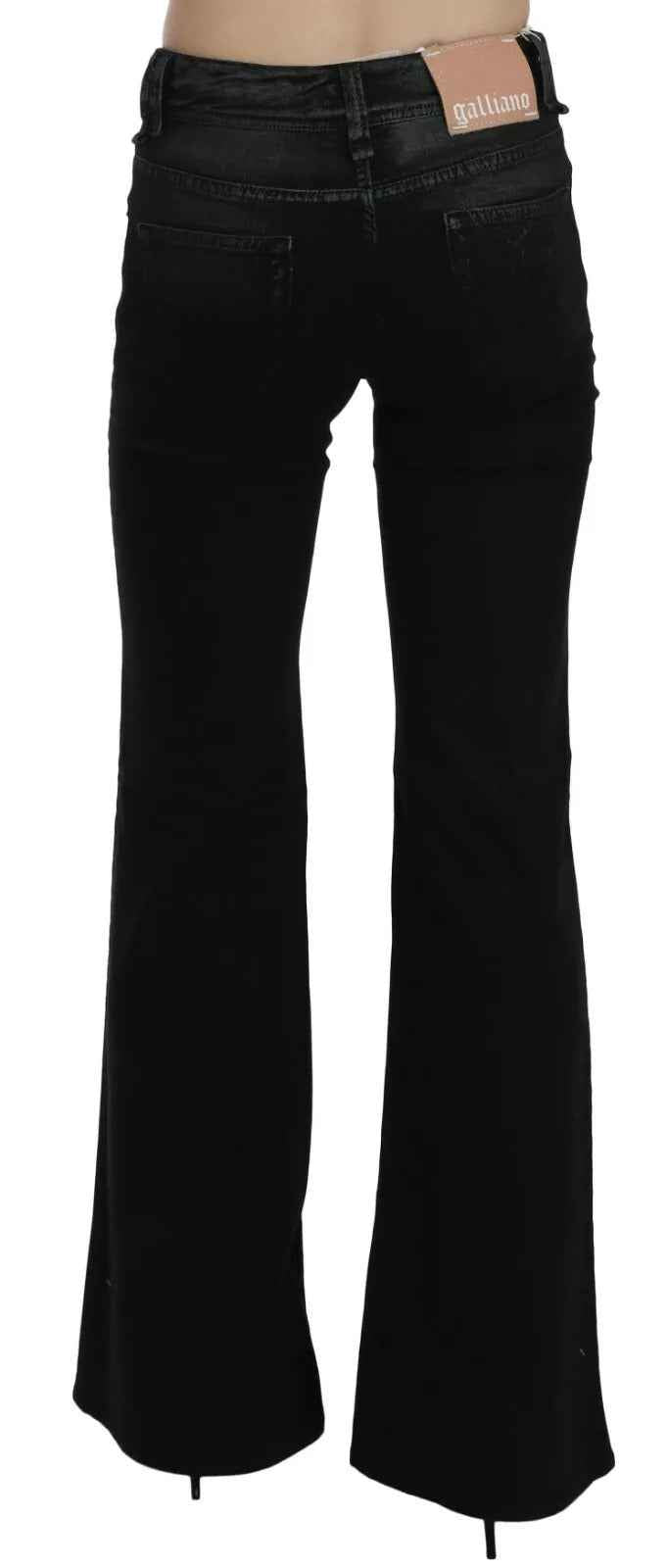John Galliano Black Washed High Waist Flared Denim Casual Pants Jeans