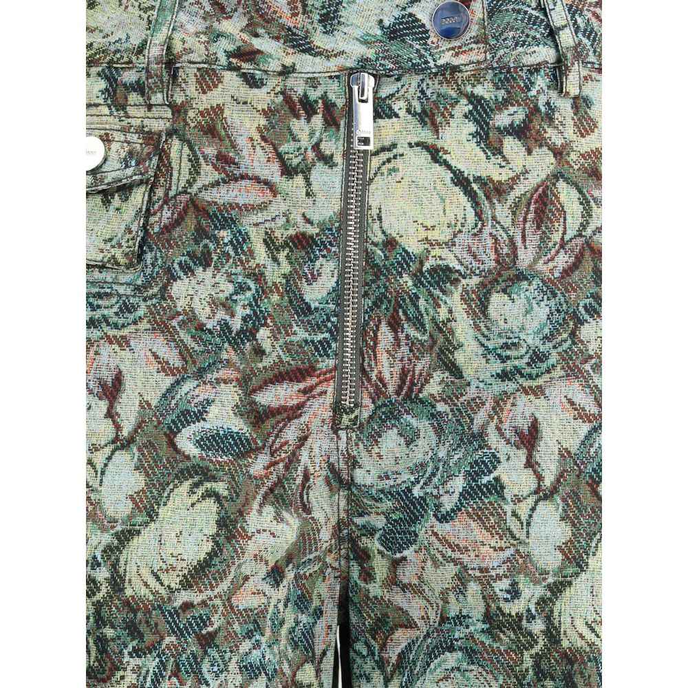 Ganni Printed Stretched Cotton Pants