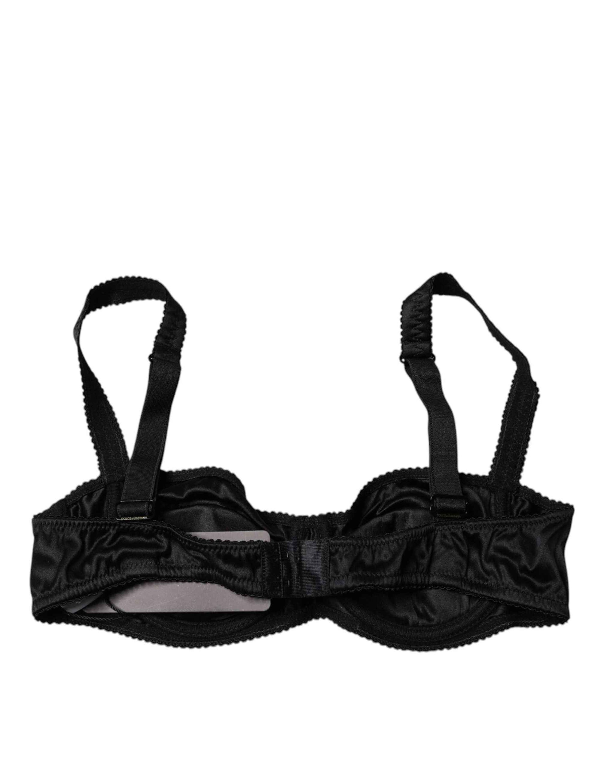 Dolce & Gabbana Black Silk Semi-Pad Balconette Bra Underwear