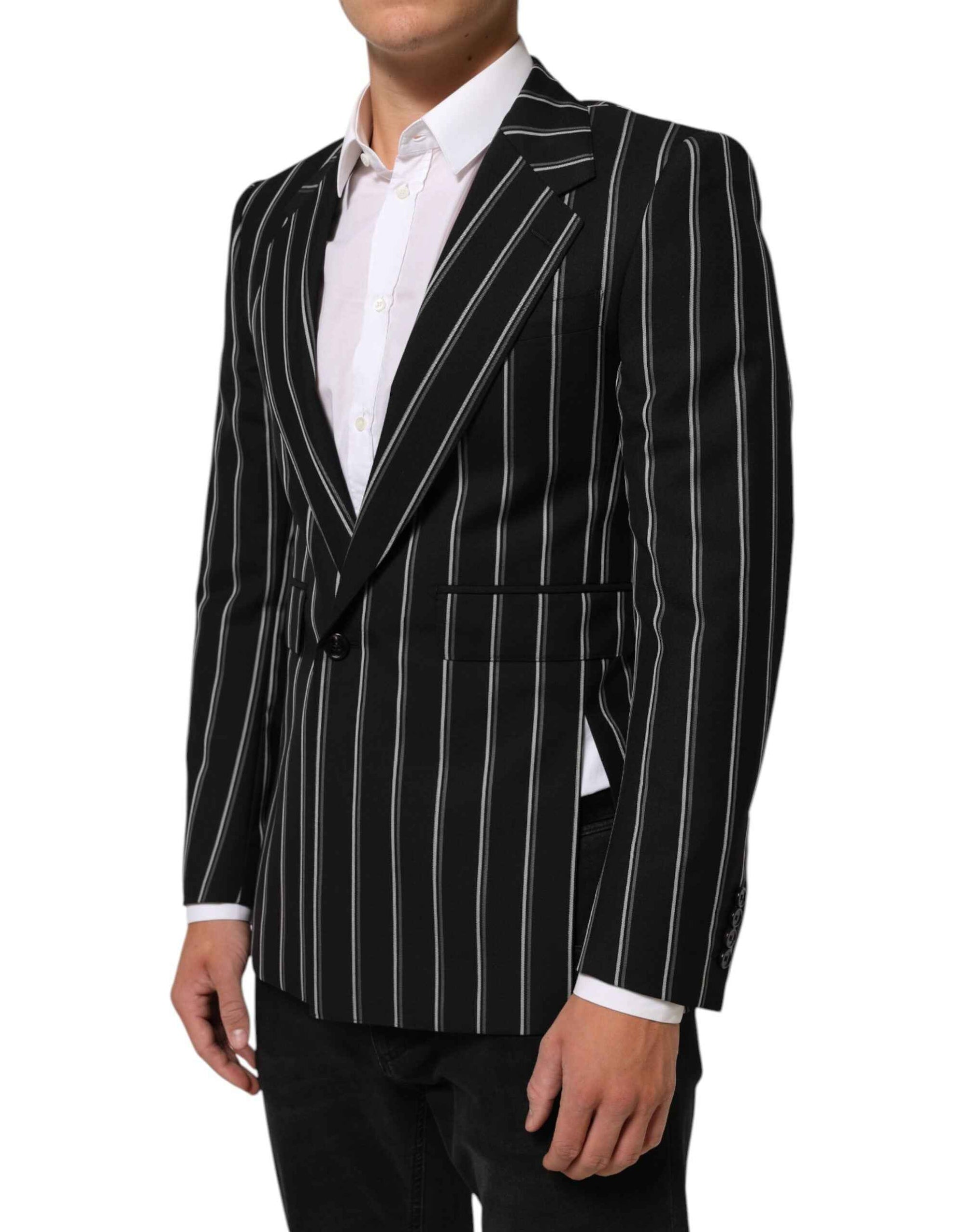 Dolce & Gabbana Black Stripes SICILIA 1 Button Suit Blazer