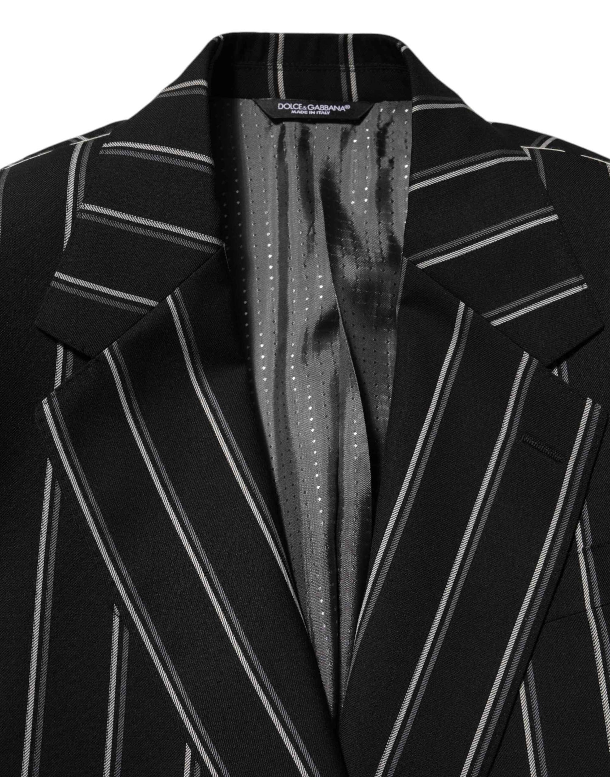 Dolce & Gabbana Black Stripes SICILIA 1 Button Suit Blazer