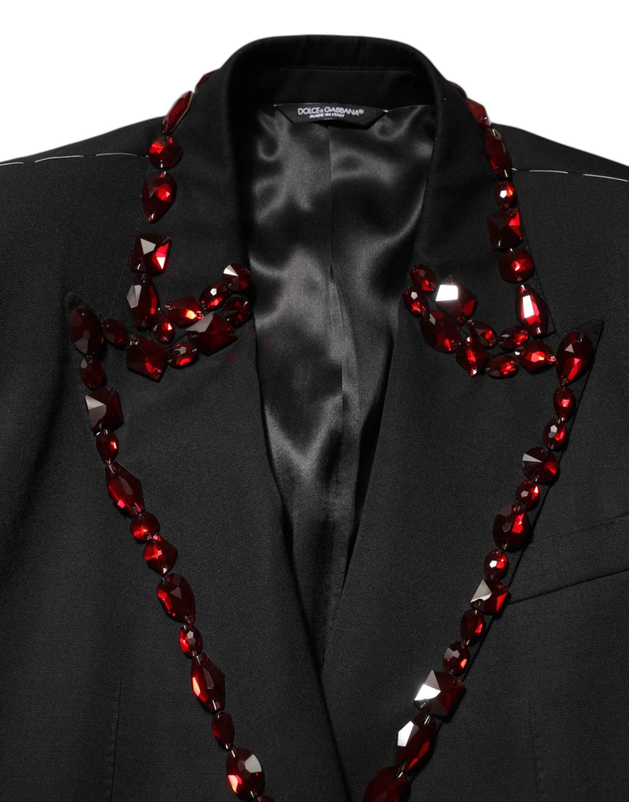 Dolce & Gabbana Black SICILIA Crystal Embellished Men Blazer