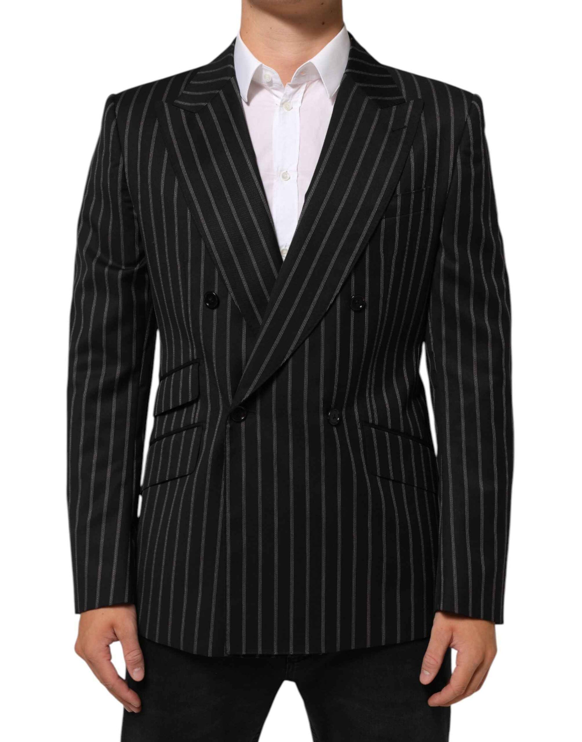 Dolce & Gabbana Black Stripes SICILIA 1 Button Suit Blazer