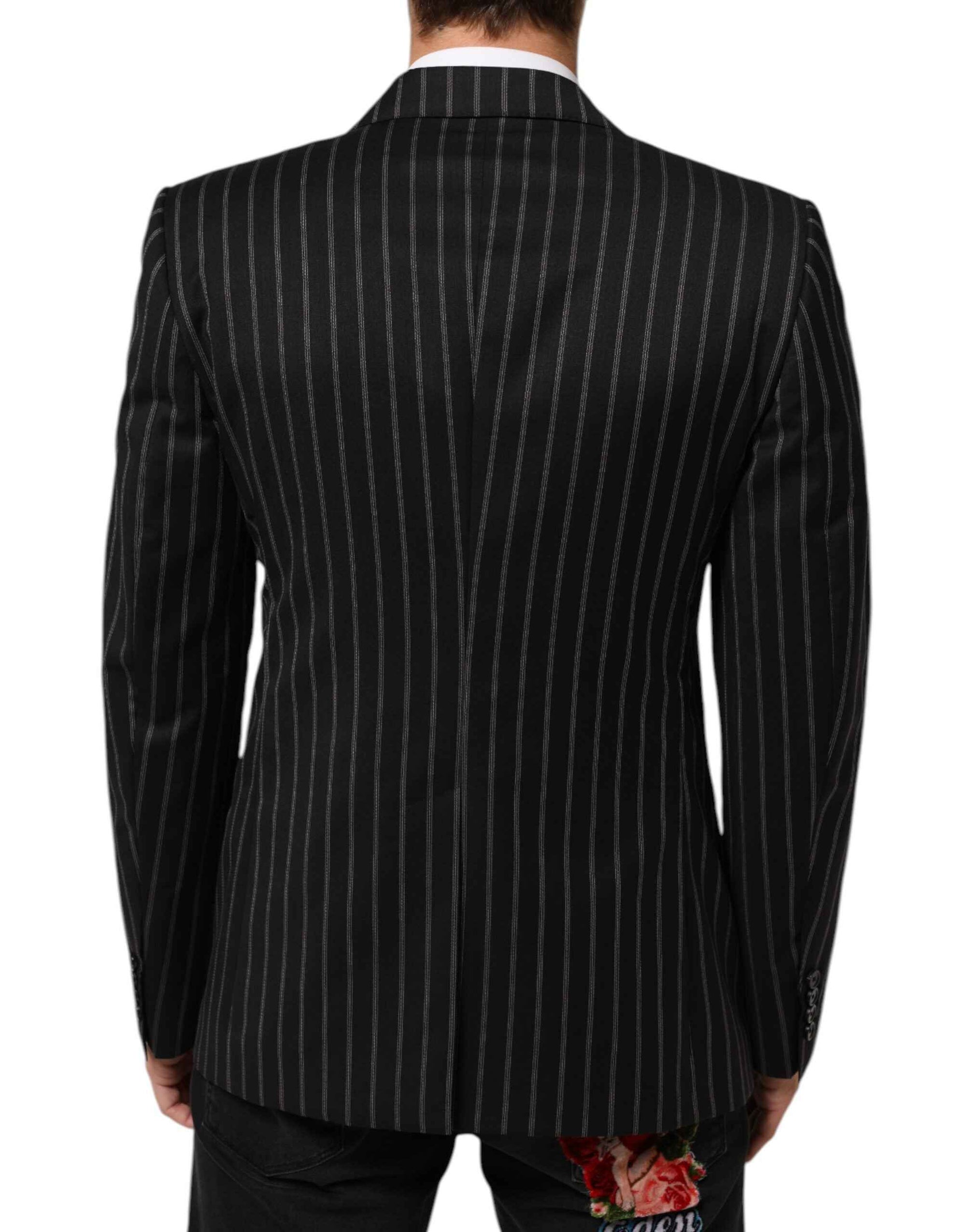 Dolce & Gabbana Black Stripes SICILIA 1 Button Suit Blazer