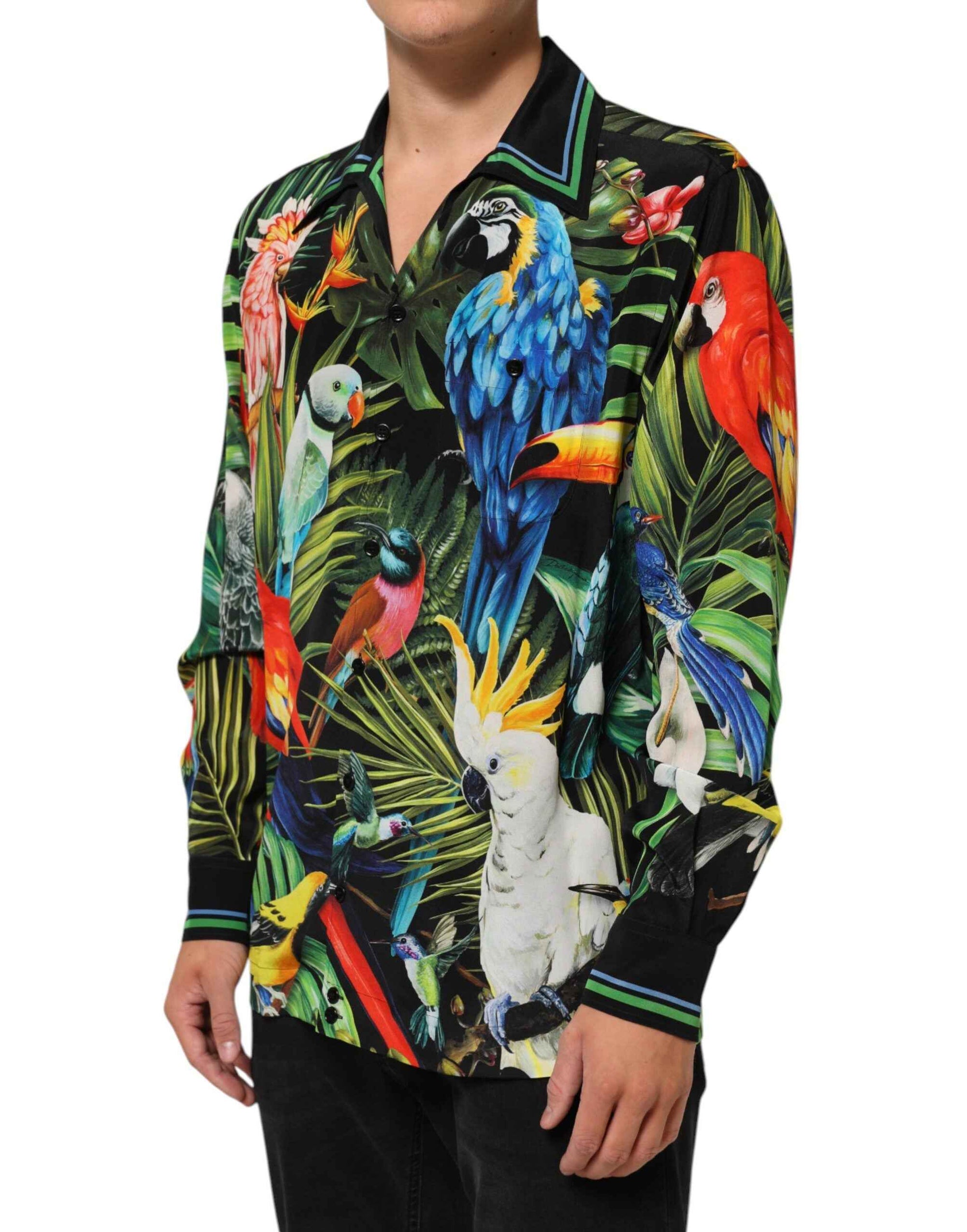 Dolce & Gabbana Multicolor Parrot Print Lounge Casual Shirt