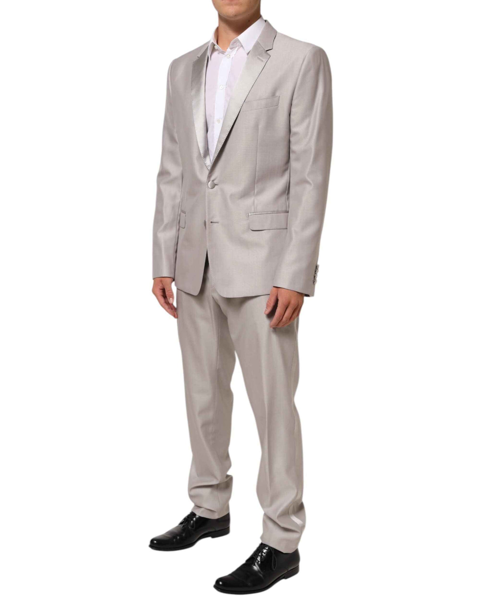 Dolce & Gabbana Light Gray Wool 2 Piece MARTINI Formal Suit