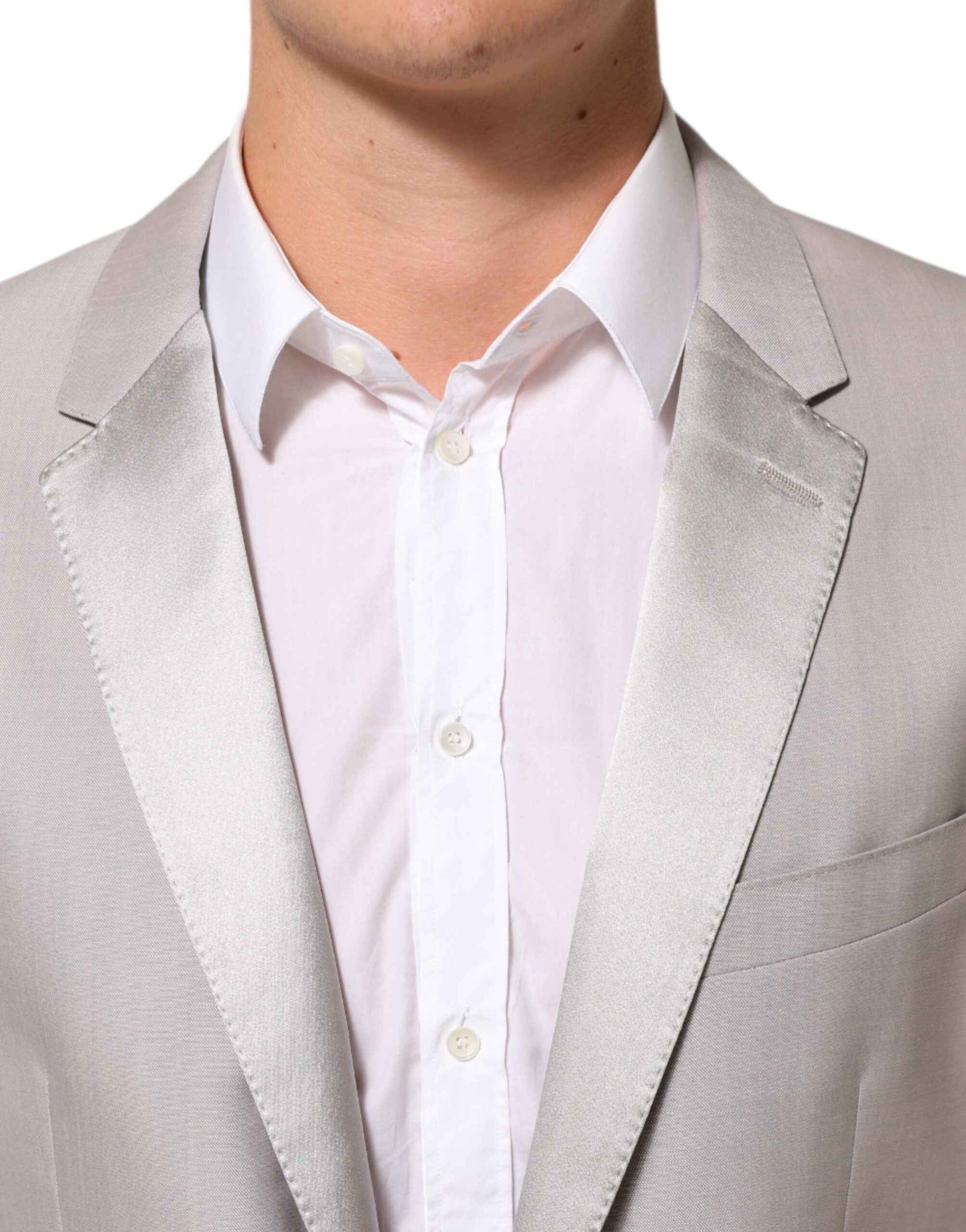 Dolce & Gabbana Light Gray Wool 2 Piece MARTINI Formal Suit