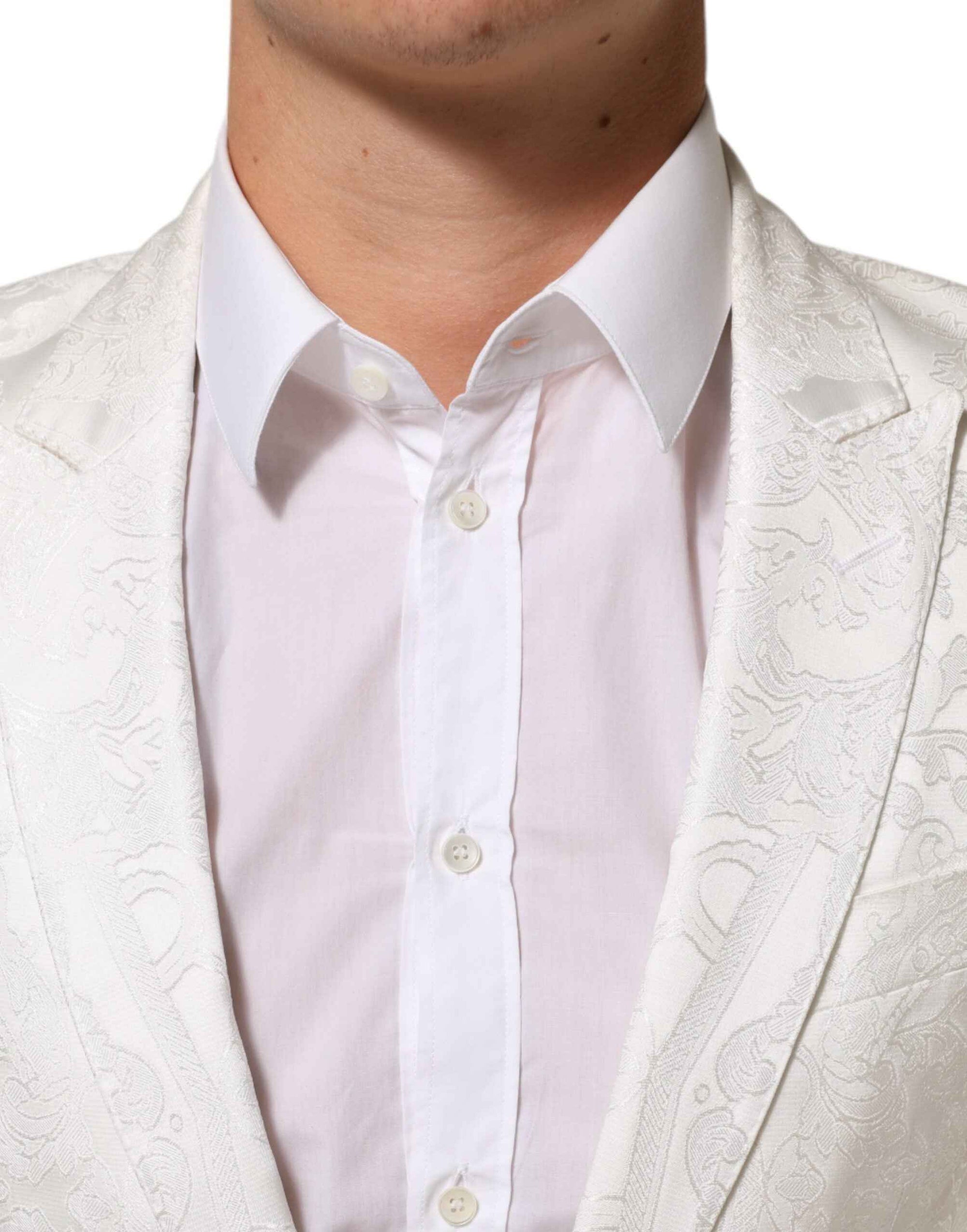 Dolce & Gabbana White Brocade 2 Piece MARTINI Formal Suit