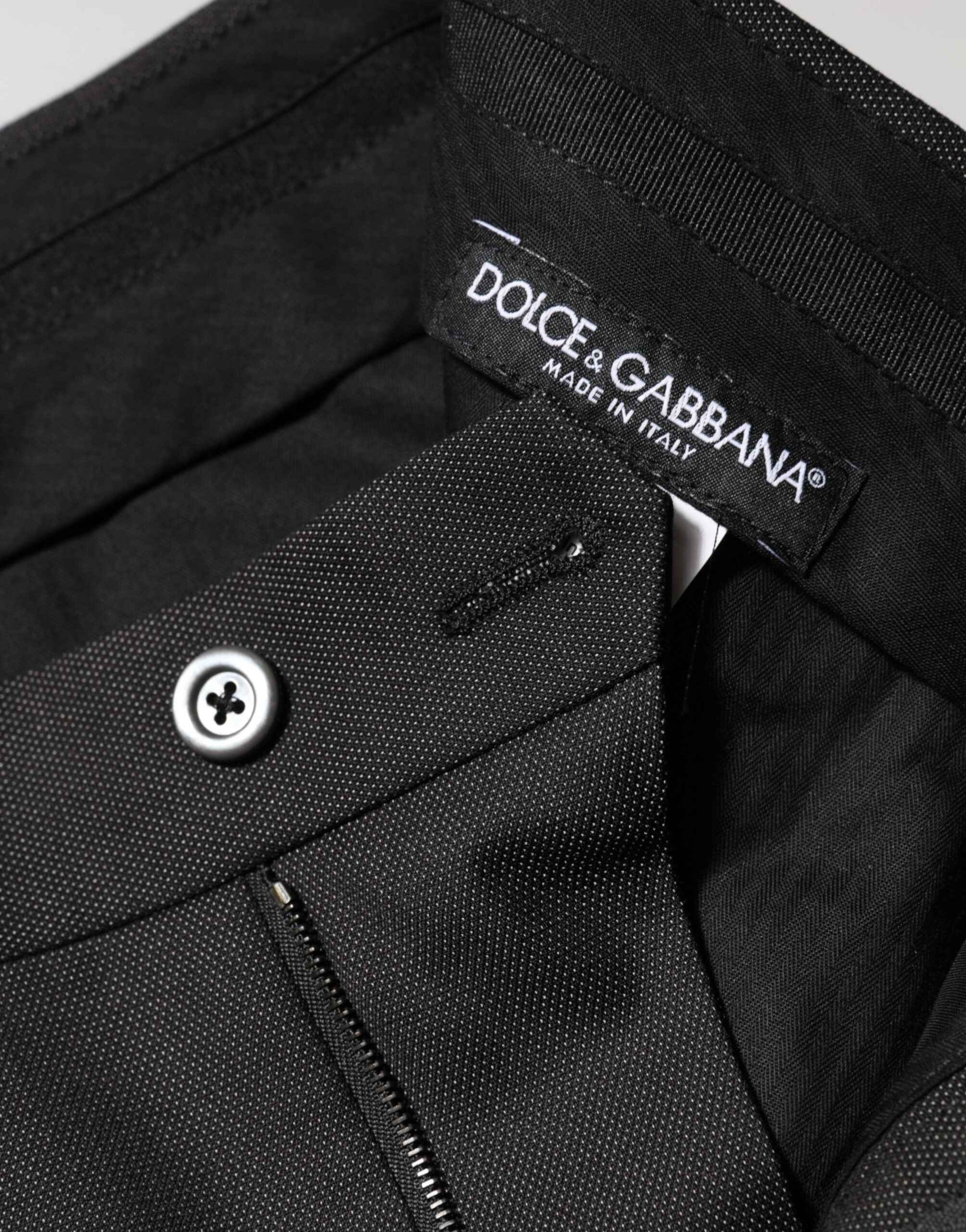 Dolce & Gabbana Black Polyester Mid Waist Dress Trouser Pants