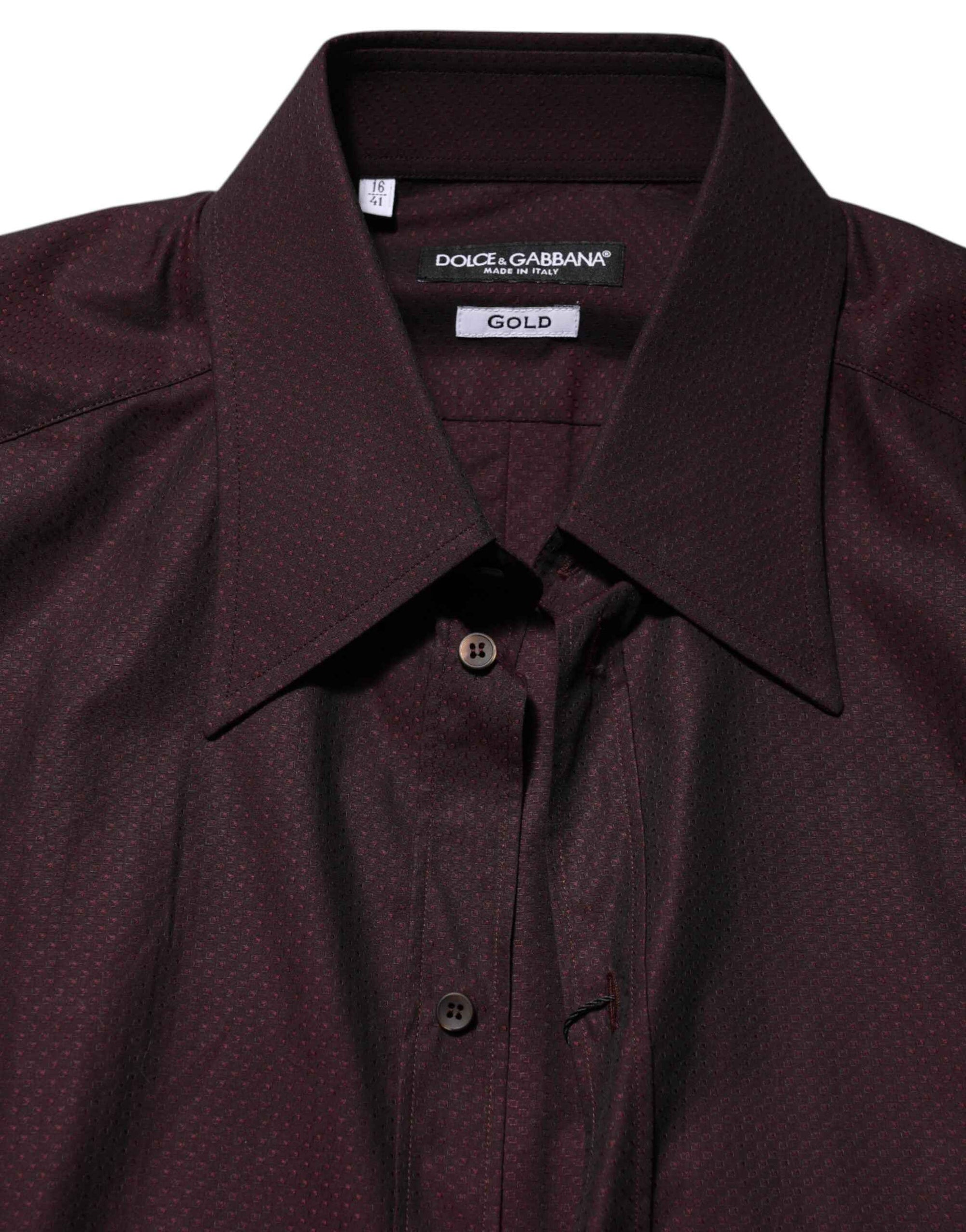 Dolce & Gabbana Violet GOLD Cotton Collared Dress Formal Shirt