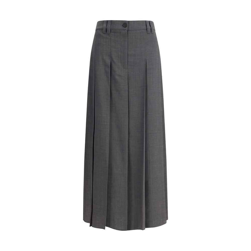 Brunello Cucinelli Pleated long Skirt in virgin wool techno gauze
